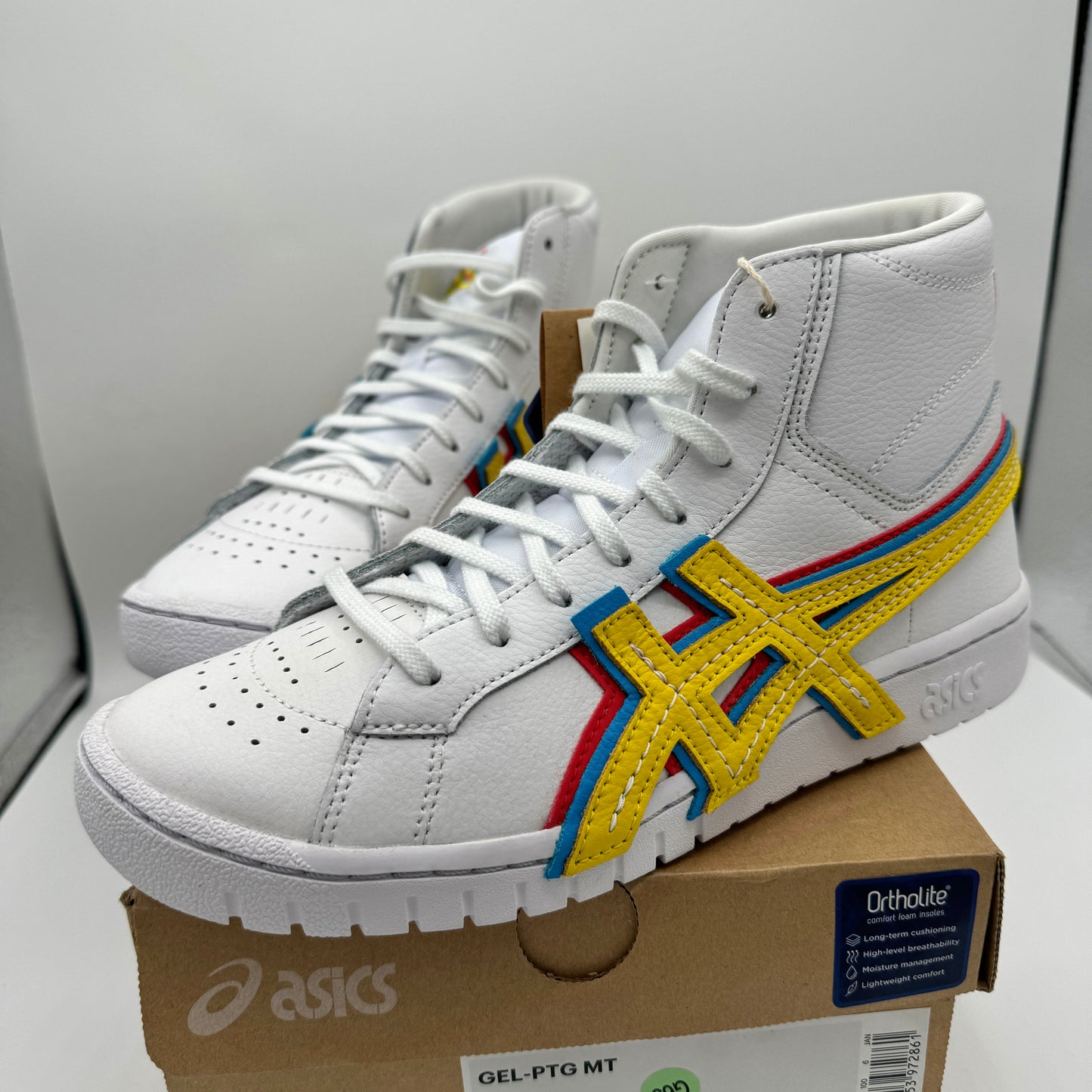 Asics Atmos ‘ 3 Strand ‘ Gel PTG MT White Yellow Blue Mid Sneaker Leather