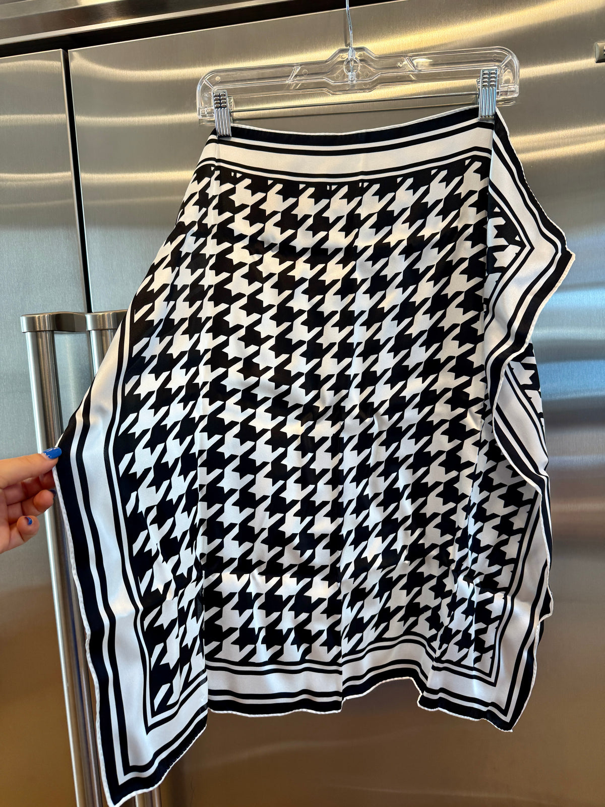 Porsche x Soho House Satin Pepita Black / White Houndstooth Heritage Pasha Scarf Bandana