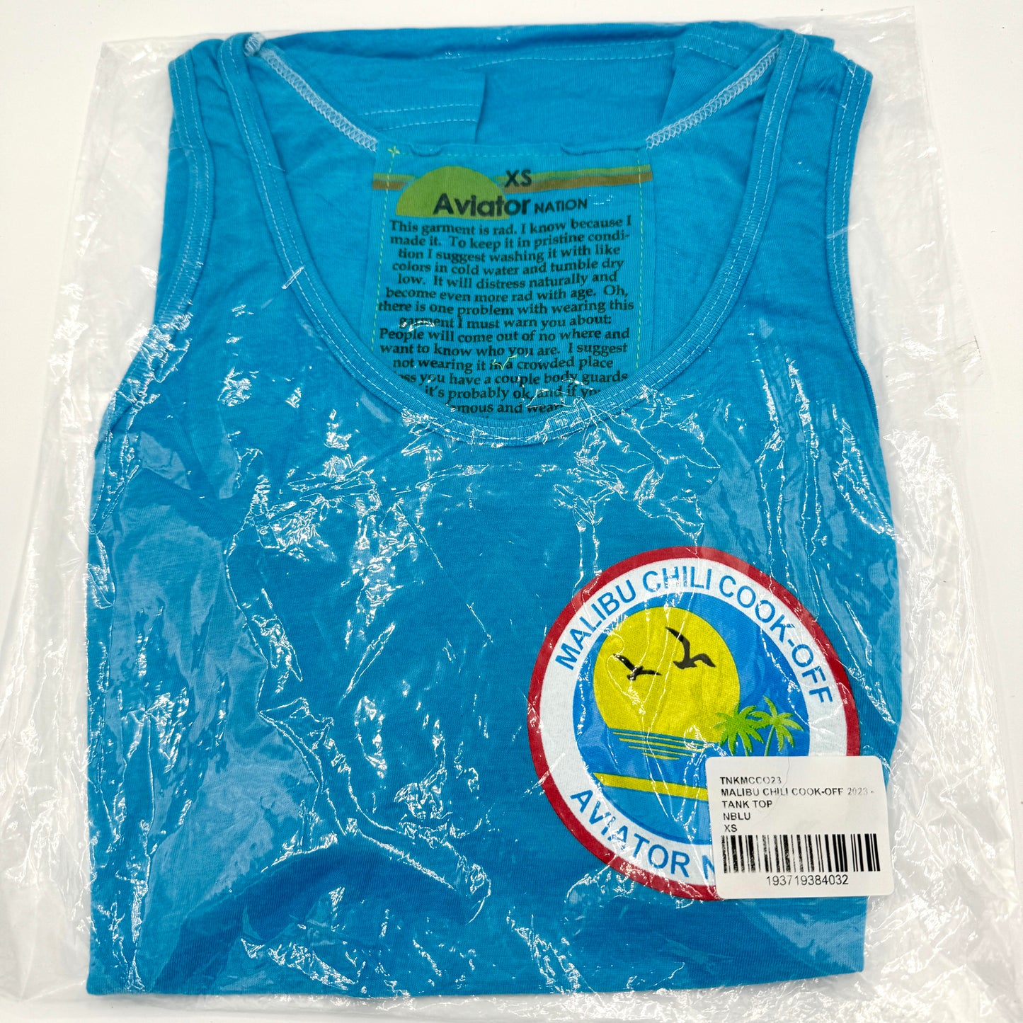 Aviator Nation Malibu Chili Cook Off Blue Tank Top 2023 neon aqua shirt