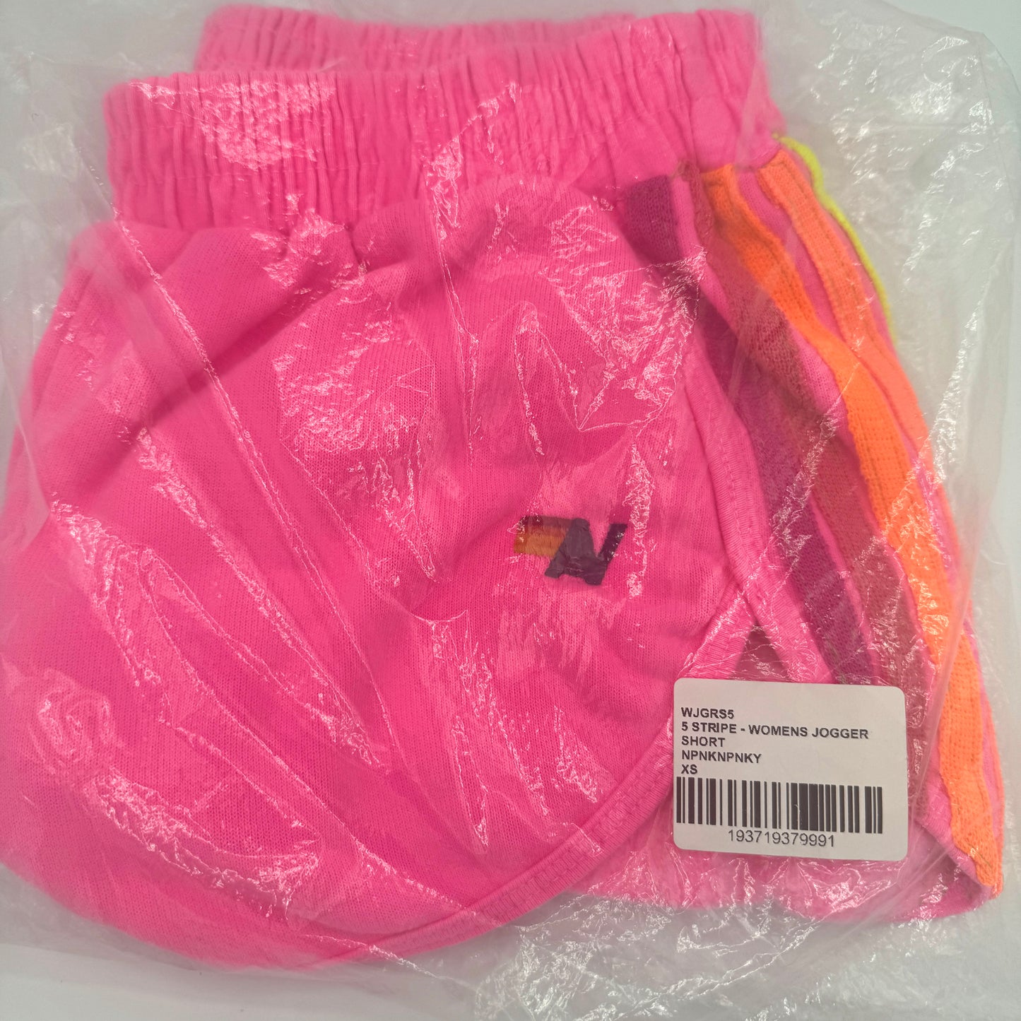 Aviator Nation 5 Stripe Jogger Shorts in Neon Pink - RARE / Discontinued