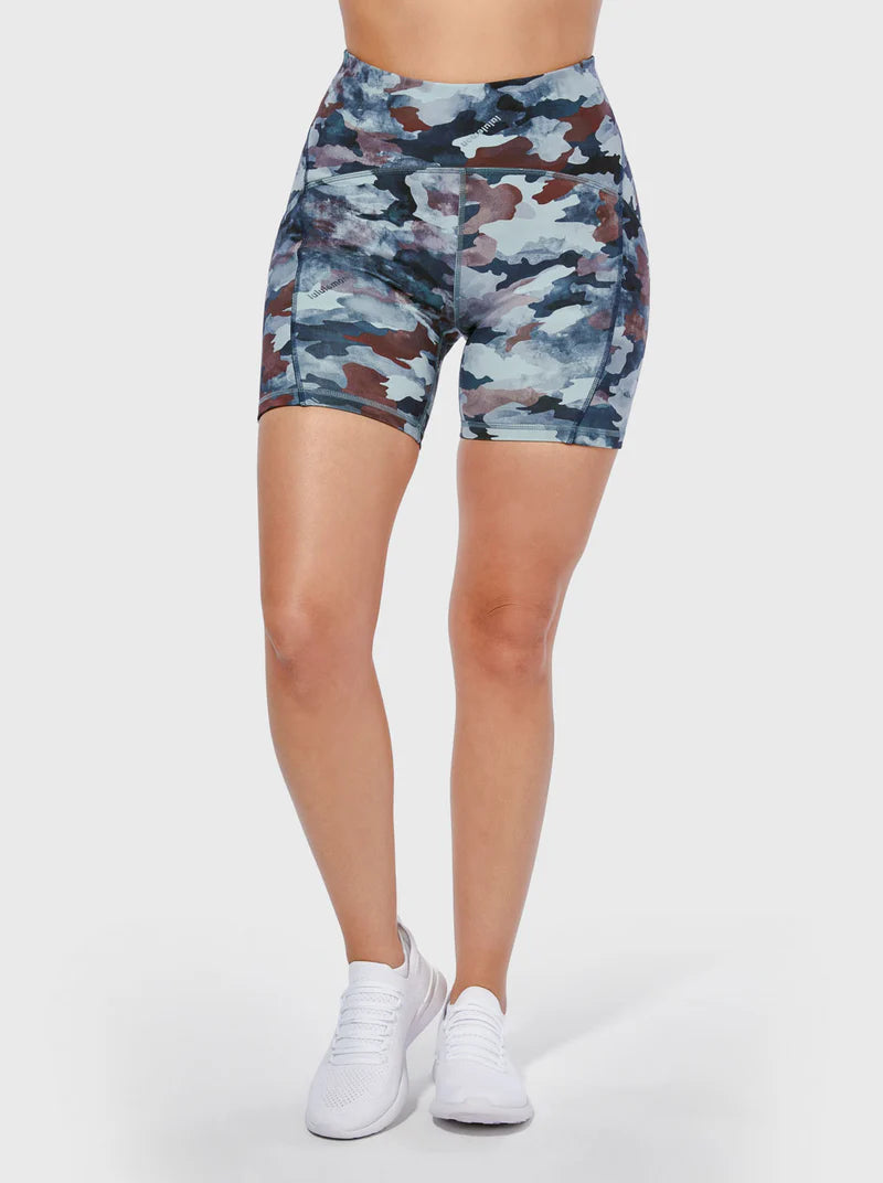 Lululemon Power Thru HR High Rise Short Color Seam in Blue Camo 6” Inseam