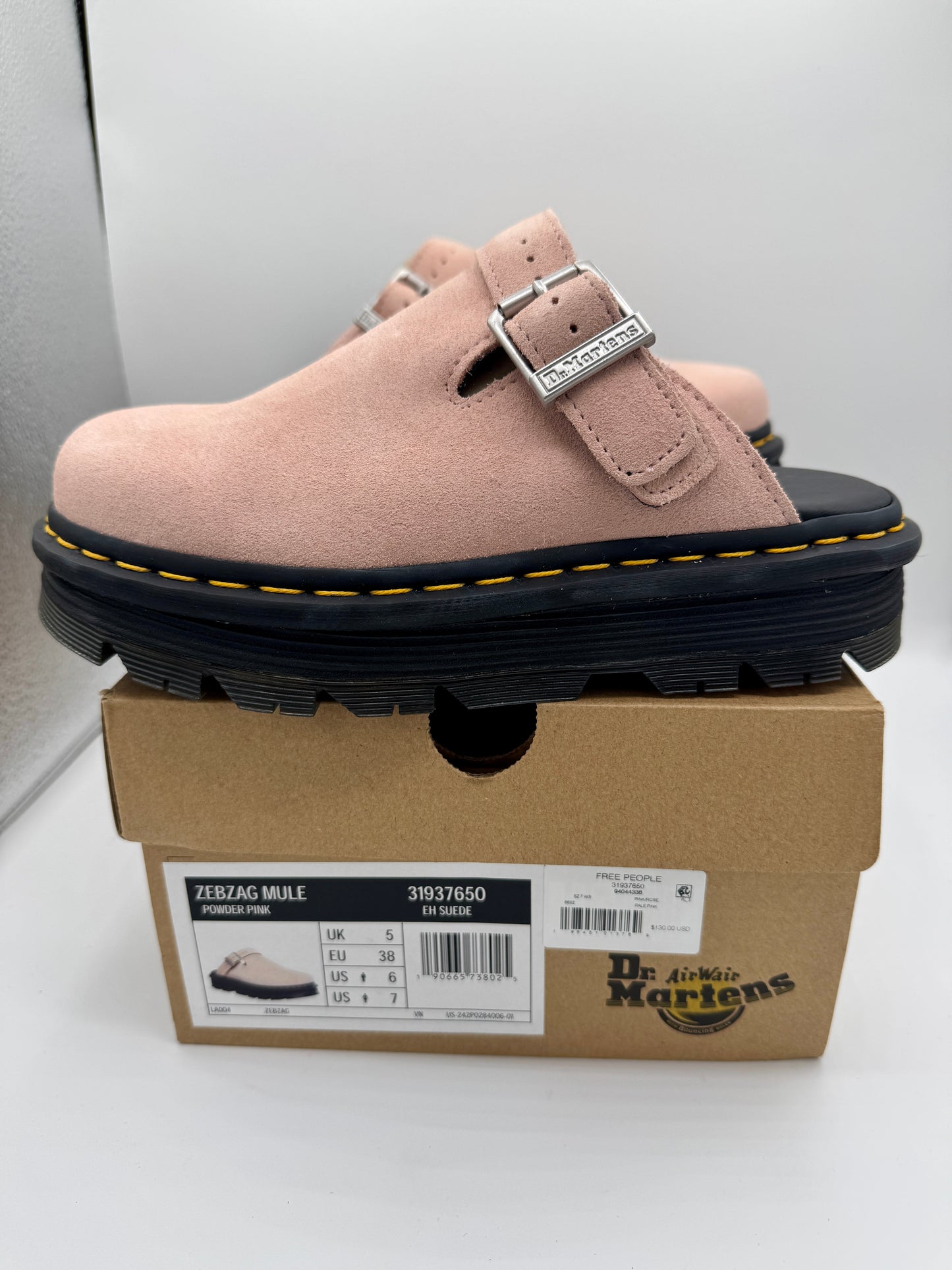 Dr Martin Zebzag Mule Unisex , Powder Pink