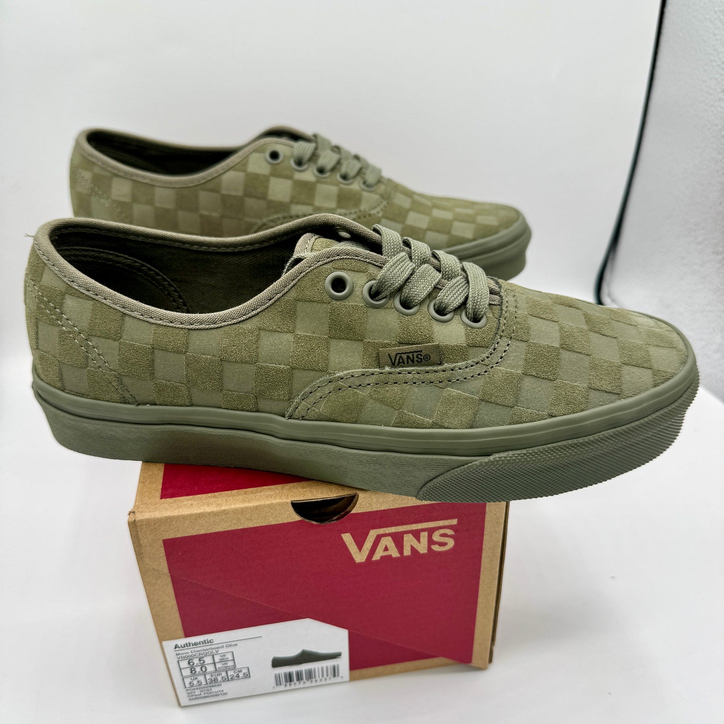 Vans Authentic Classic Low Top Sneaker Monochrome olive green checker board