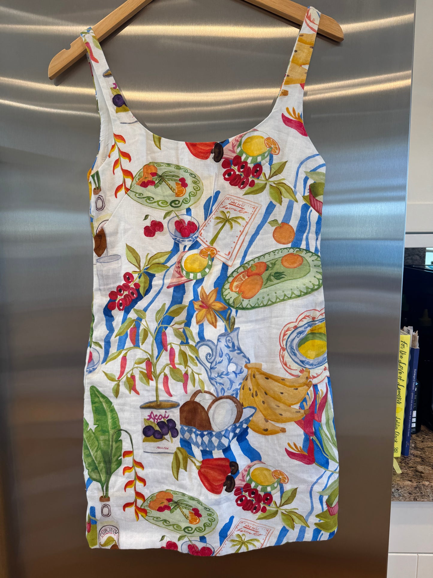 Farm Rio Linen Mini Dress in Fresh Table Multicolor