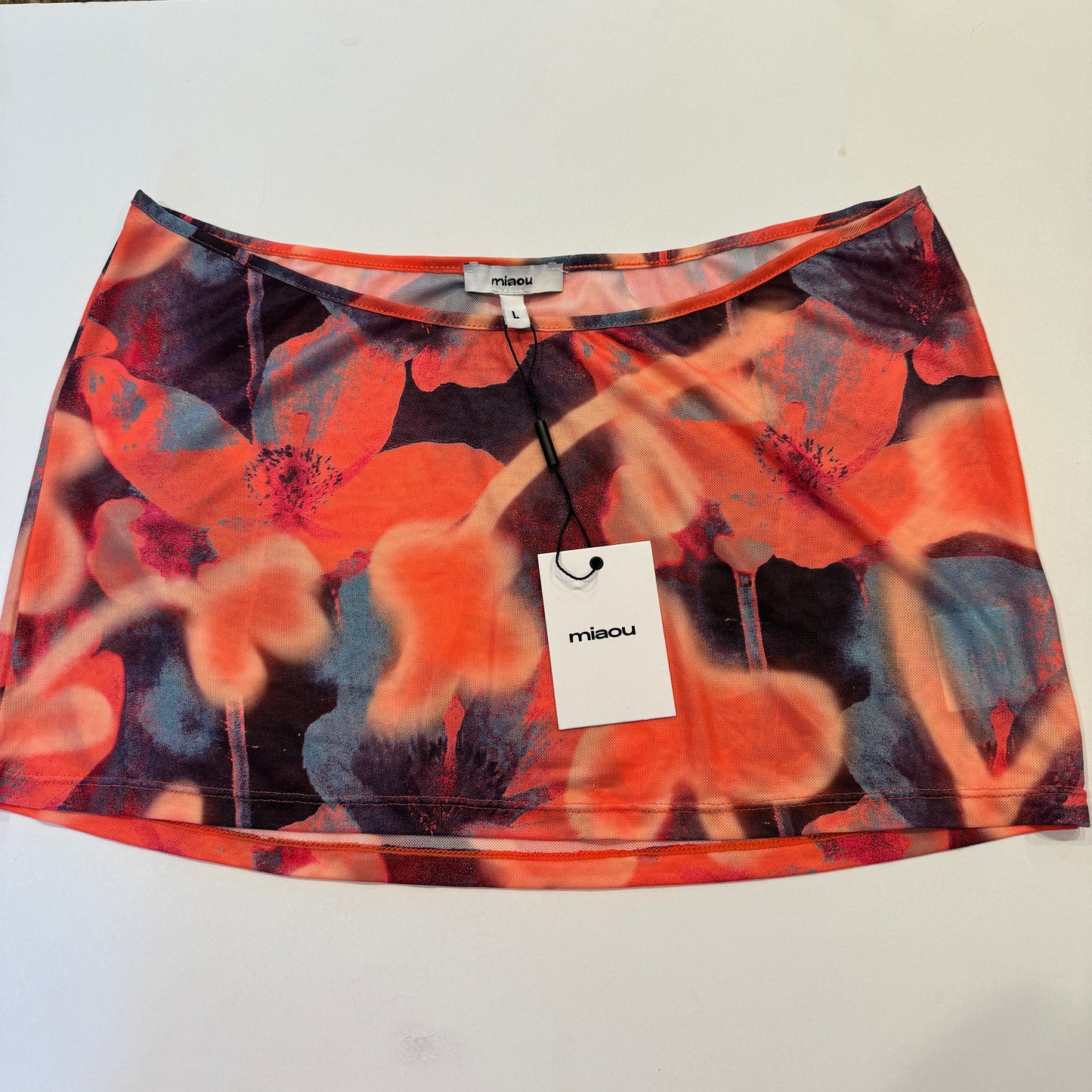 Miaou Elektra Skirt Mini Micro in Neon Peach Floral