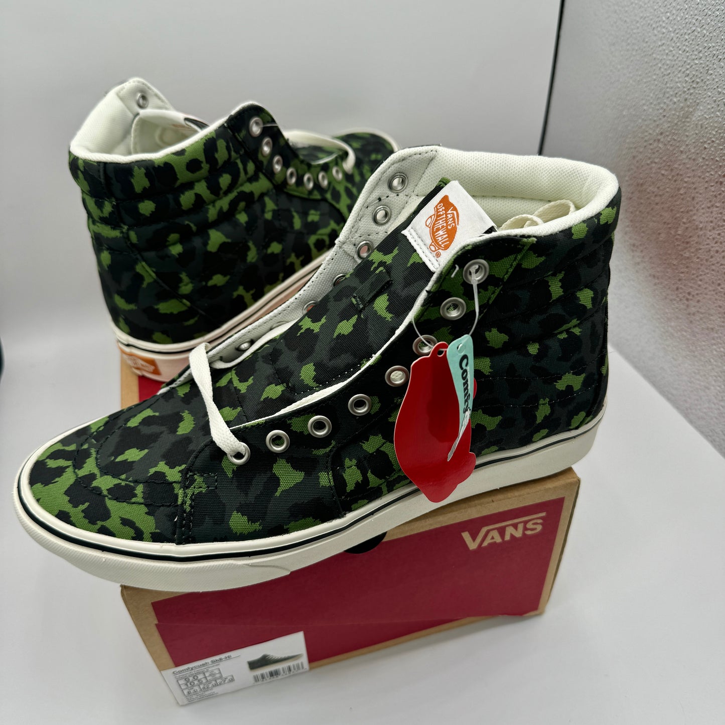 Vans Sk8 Hi Comfycush Classic High Top Sneakers Green Leopard Cactus Scarab