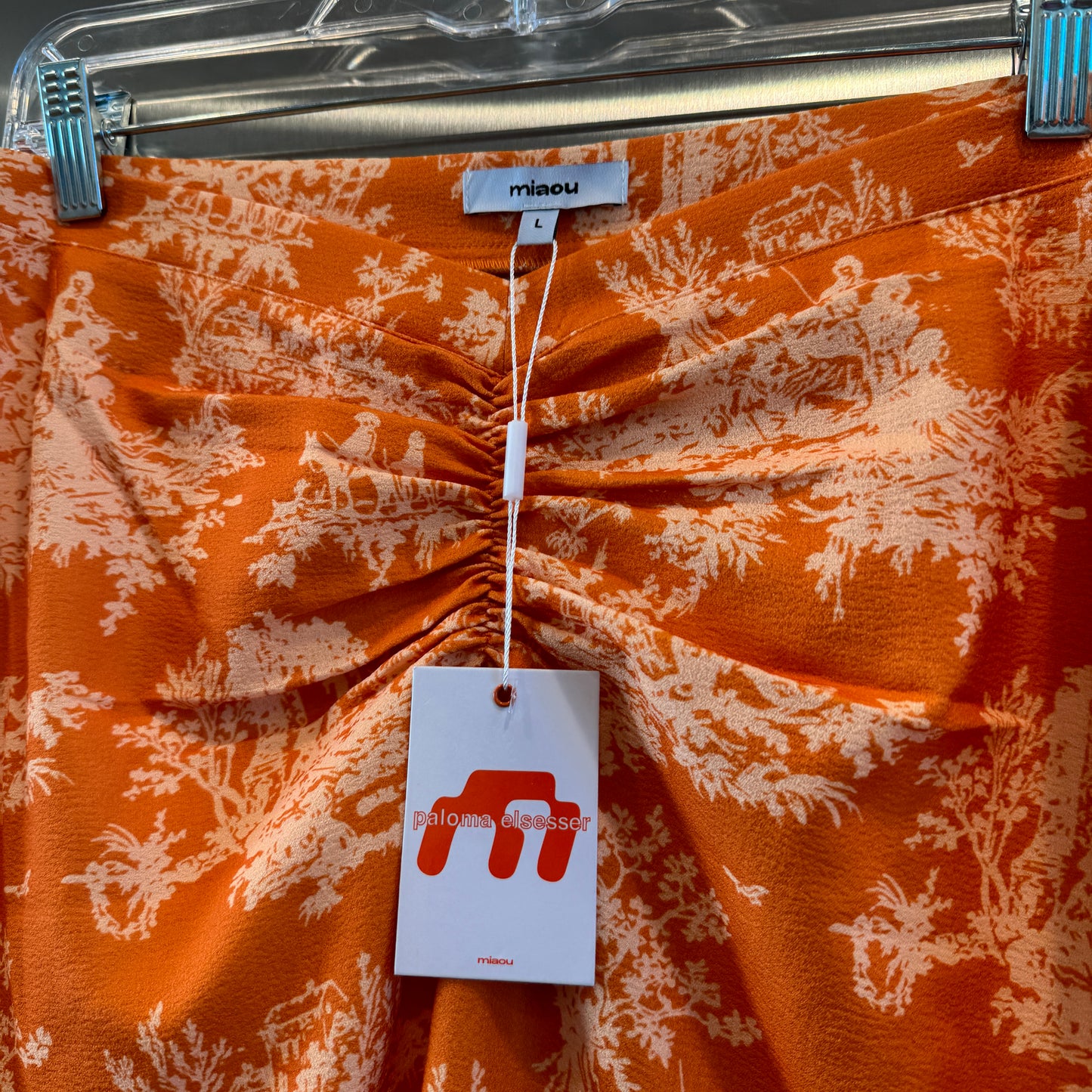 Miaou Preston Midi Skirt in Clementine Toile Orange x Paloma Elsesser Collab