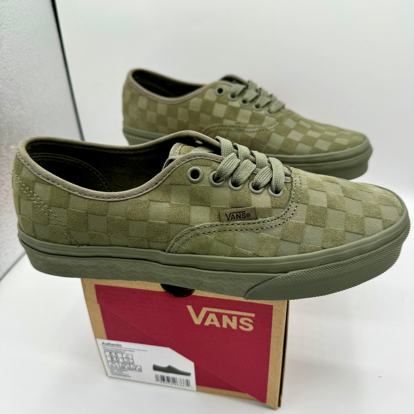 Vans Authentic Classic Low Top Sneaker Monochrome olive green checker board