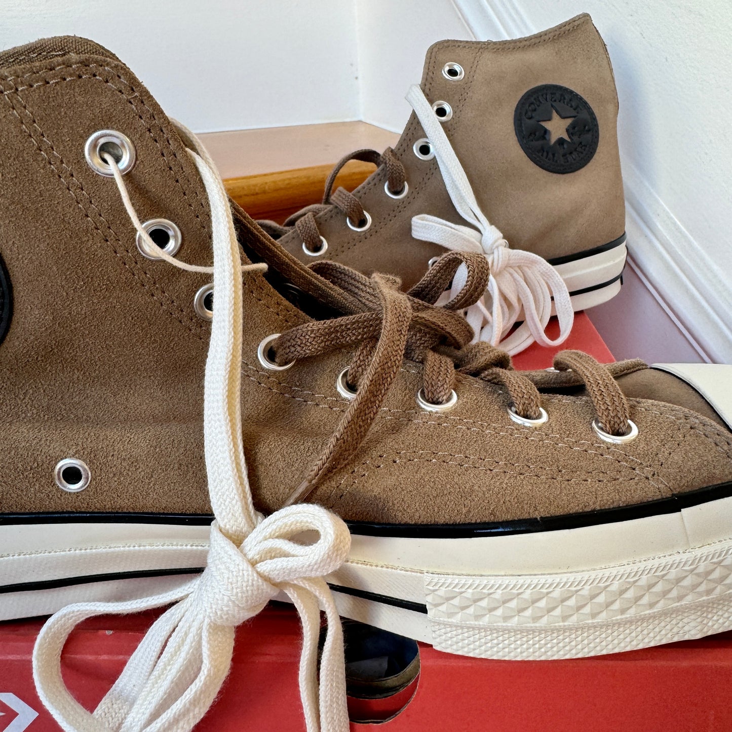 Converse Chuck 70 Hi Suede High Top Sneakers Sand Dune Brown Leather shoes