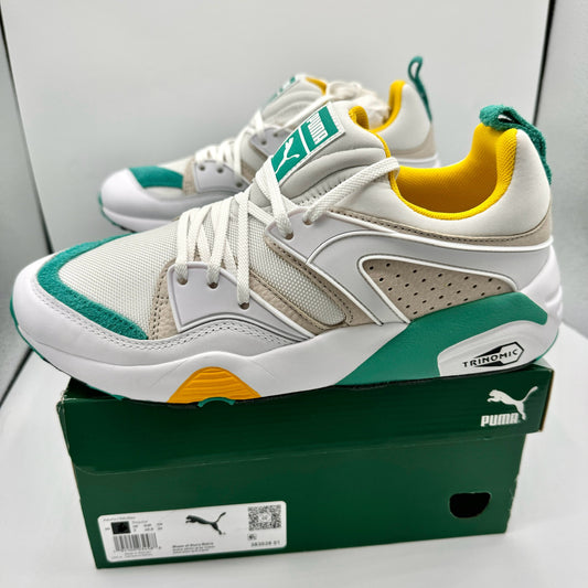 Puma Blaze of Glory Retro white Sneakers Leather shoes teal accents NEW