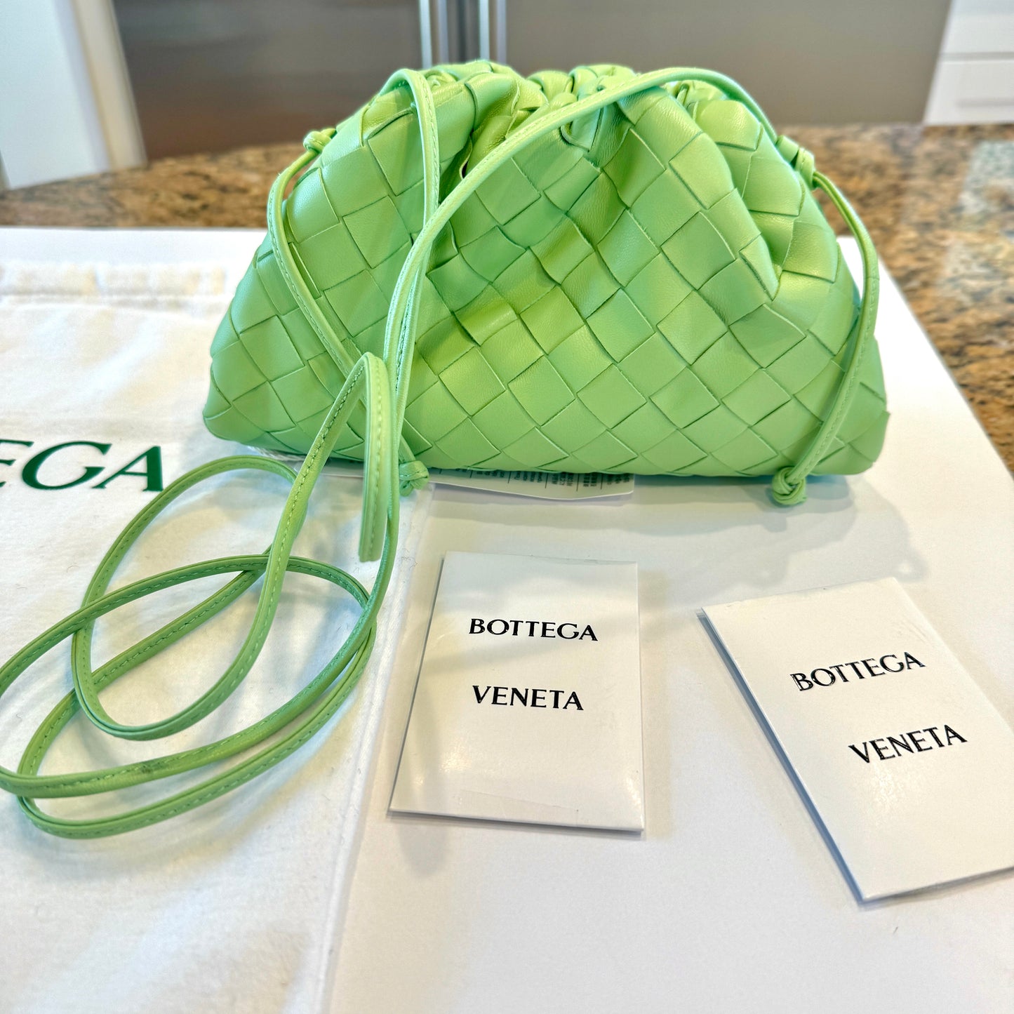 Bottega Veneta Mini Pouch Intrecciato Wasabi Light Green Crossbody Purse Bag