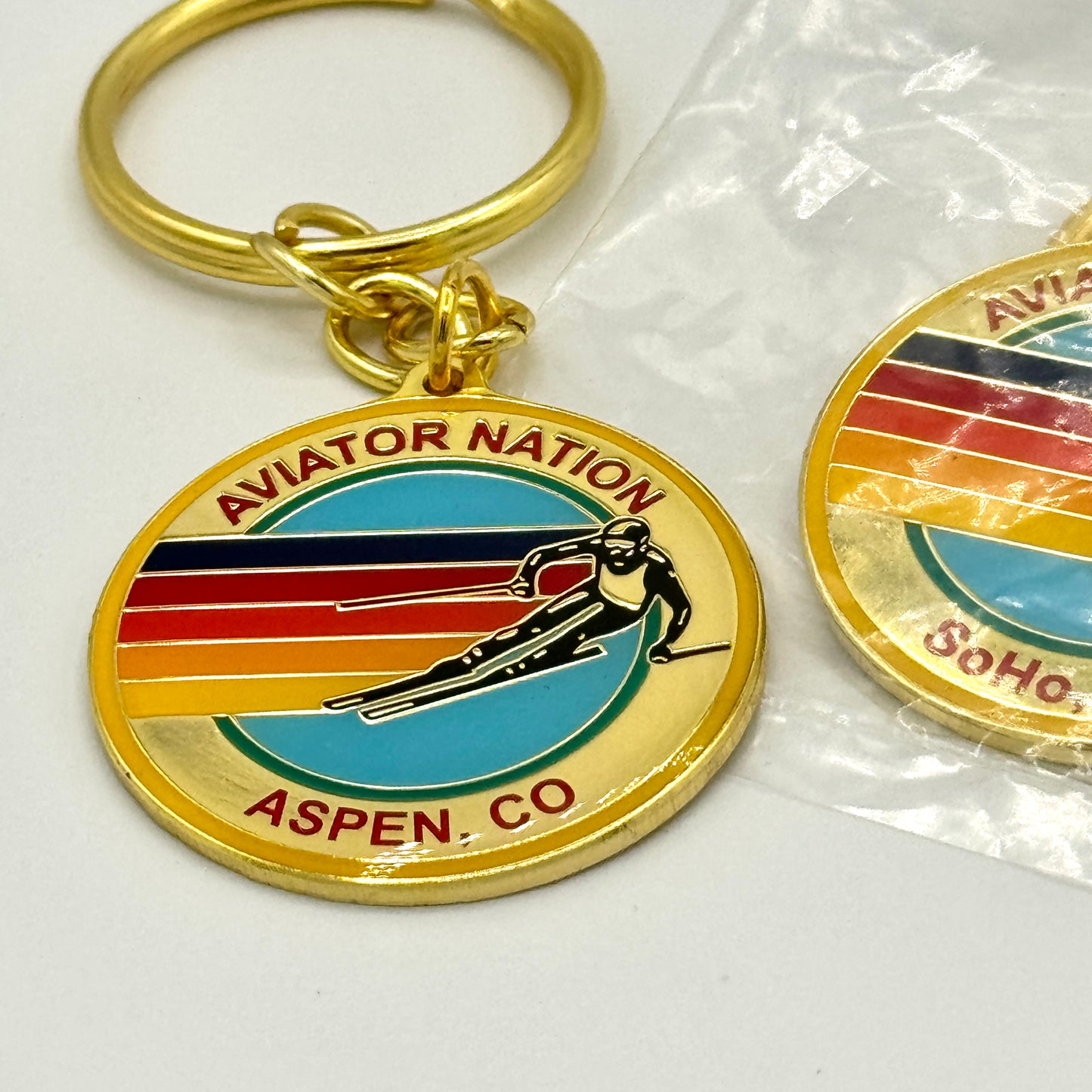 Aviator Nation BUNDLE (3) Logo Keychains Gold key chain brand new Aspen Soho