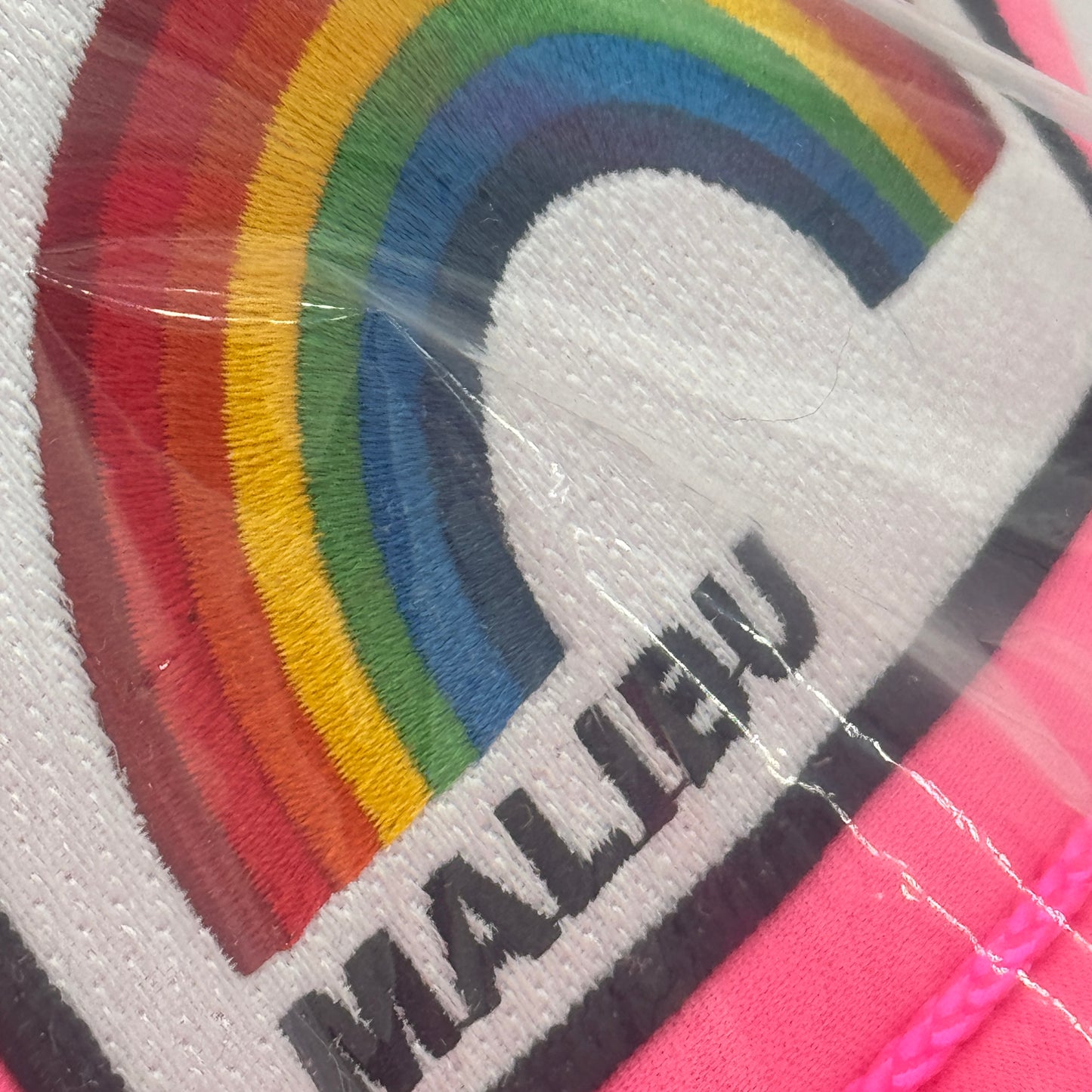 Aviator Nation Pink Trucker Hat Malibu Rainbow Patch Neon Embroidered