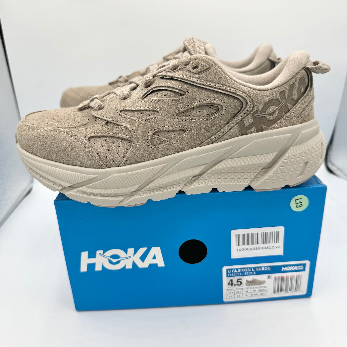 Hoka Clifton L Suede Simply Taupe / Pumice Stone Grey Beige Sneakers UNISEX