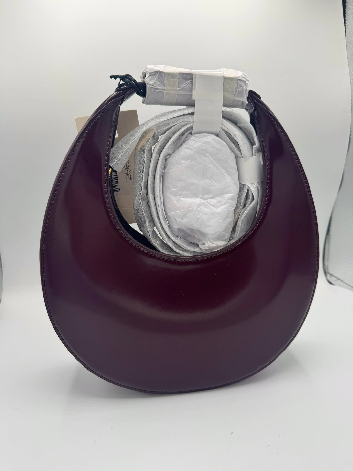 Staud Mini Moon Purse in Syrah Burgundy Leather, Crossbody Bag