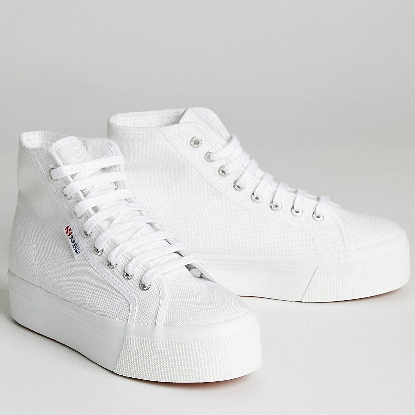 Superga White High Top Platform Sneakers 2705 Hi Lace up shoes