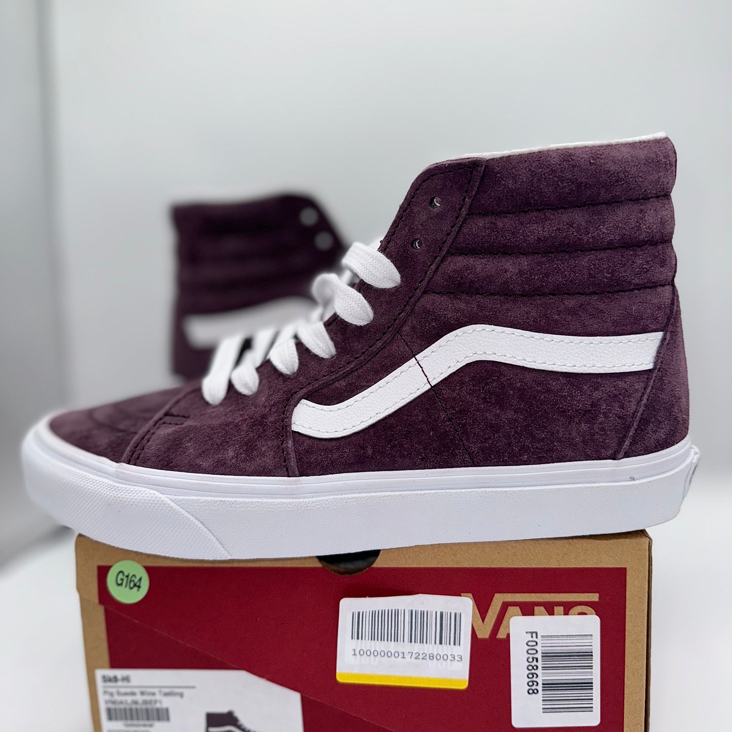 Vans Sk8 Hi Pig Suede Wine Tasting Dark Purple Skate Sneakers High Tops