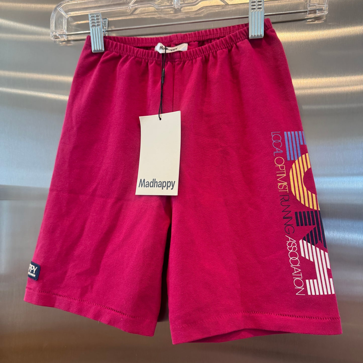 MadHappy Local Optimist Run Club Biker Shorts in Magenta Peony