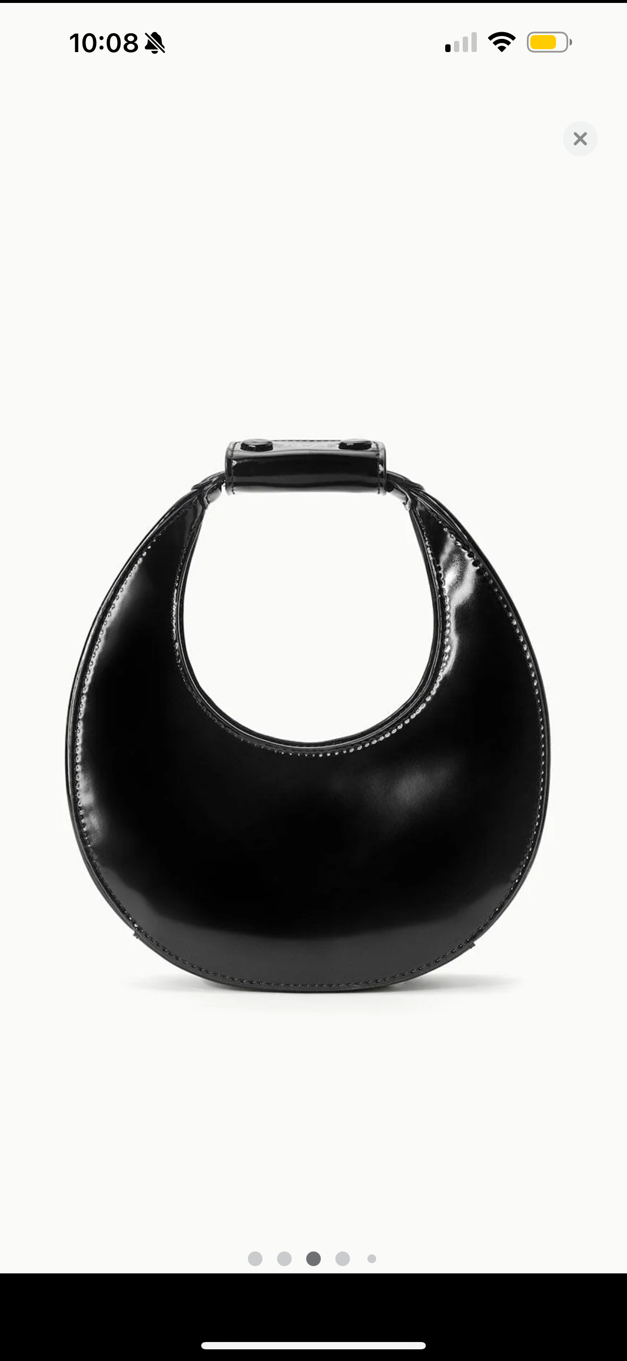 Staud Mini Moon Purse in Polished Black Leather, Crossbody Bag