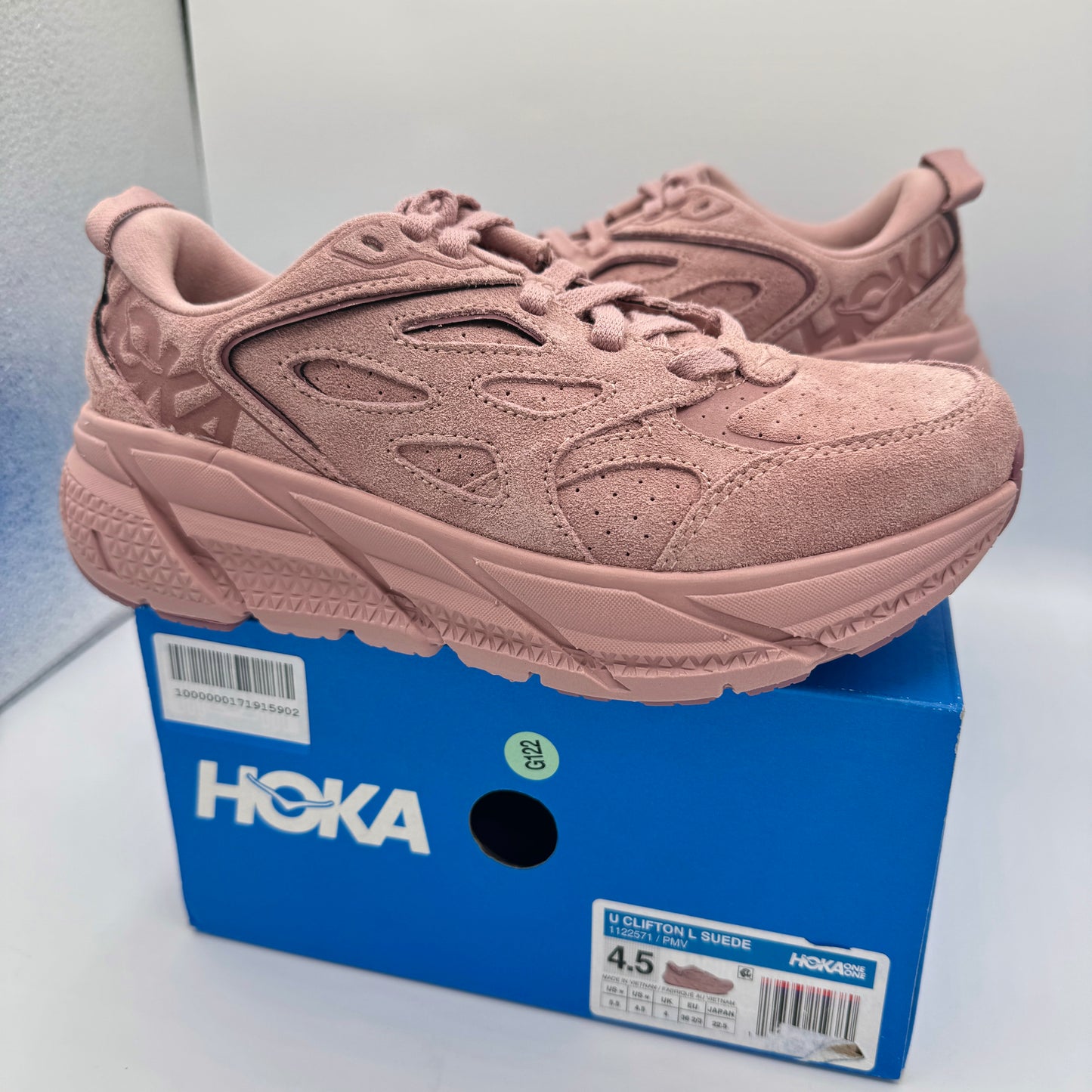 Hoka Clifton L Suede Unisex NEW Leather Athletic Shoes Pale Mauve Pink PMV