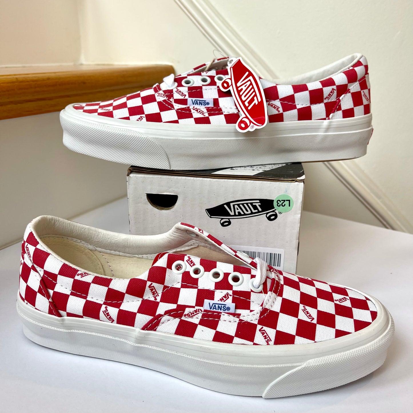 Vans OG Era LX Lace Up Sneakers in red logo checkerboard classic sneakers