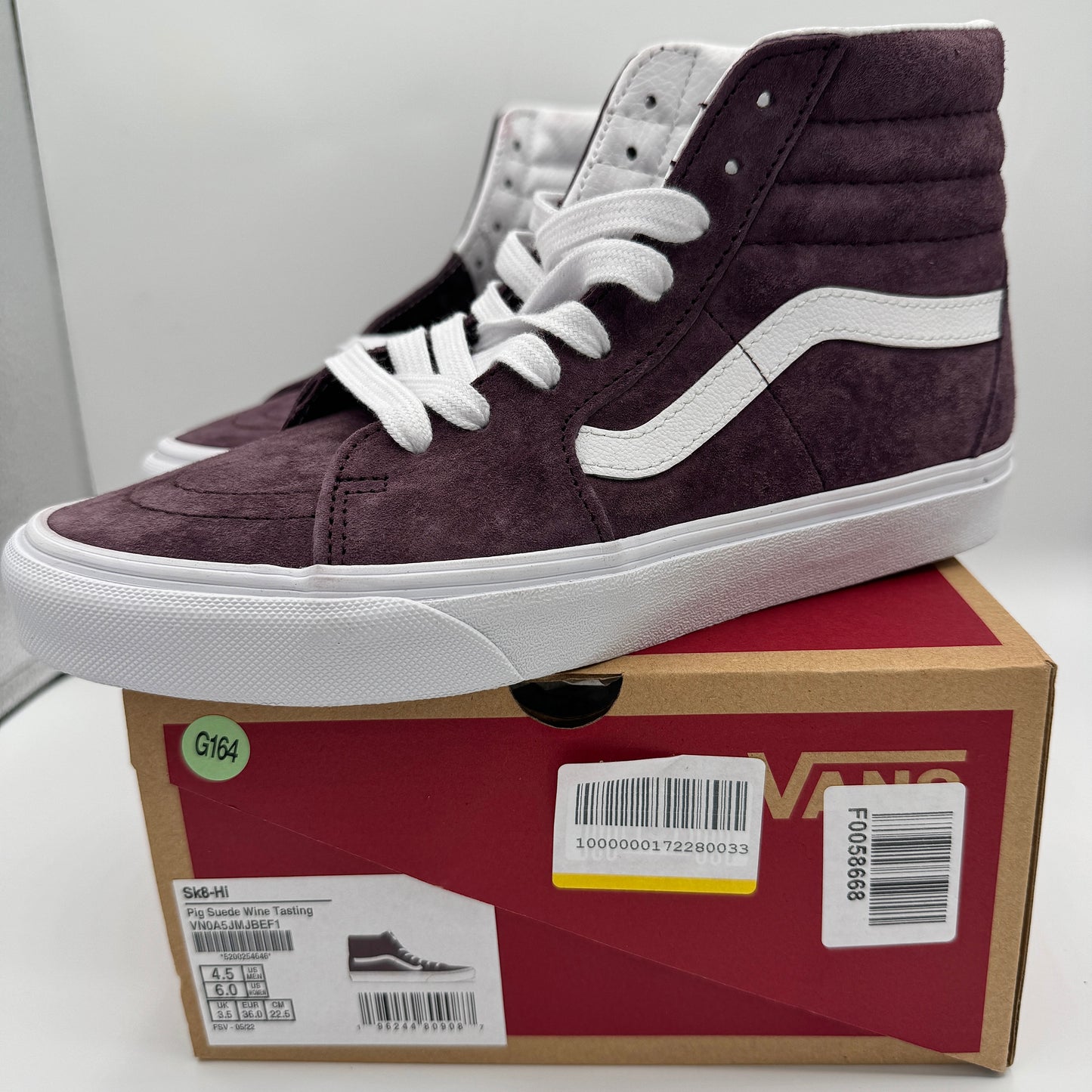 Vans Sk8 Hi Pig Suede Wine Tasting Dark Purple Skate Sneakers High Tops