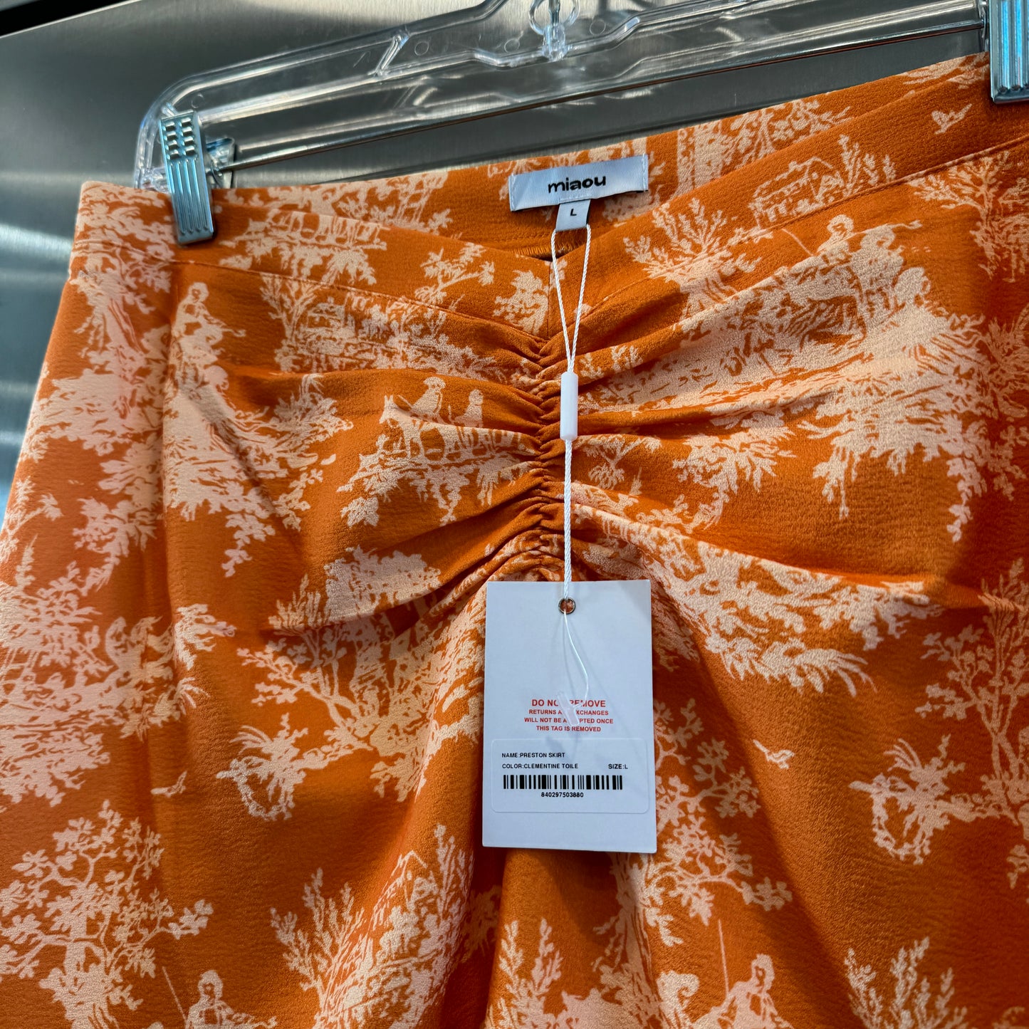 Miaou Preston Midi Skirt in Clementine Toile Orange x Paloma Elsesser Collab