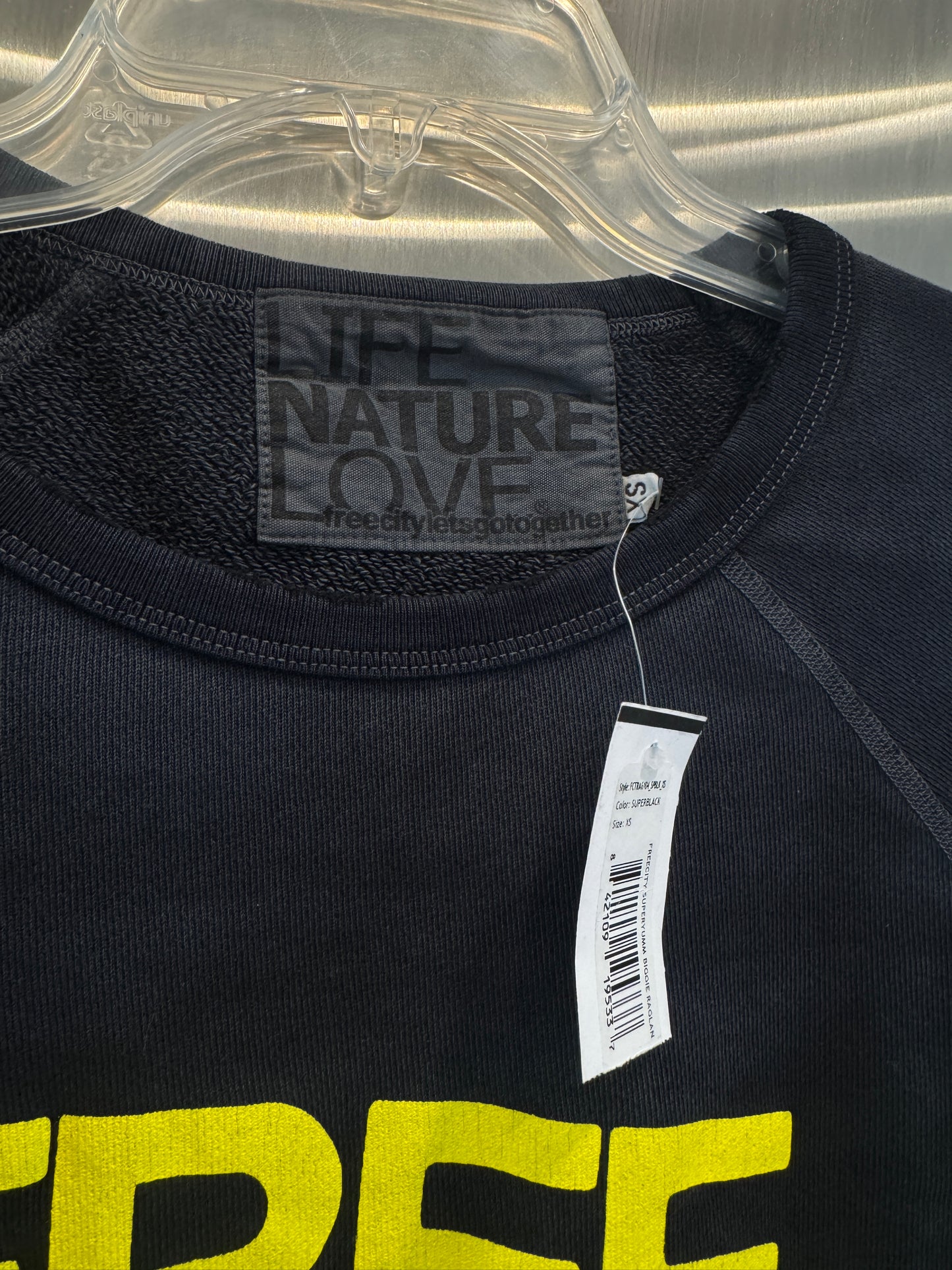 Freecity Unisex Crewneck Sweatshirt- Black / Yellow