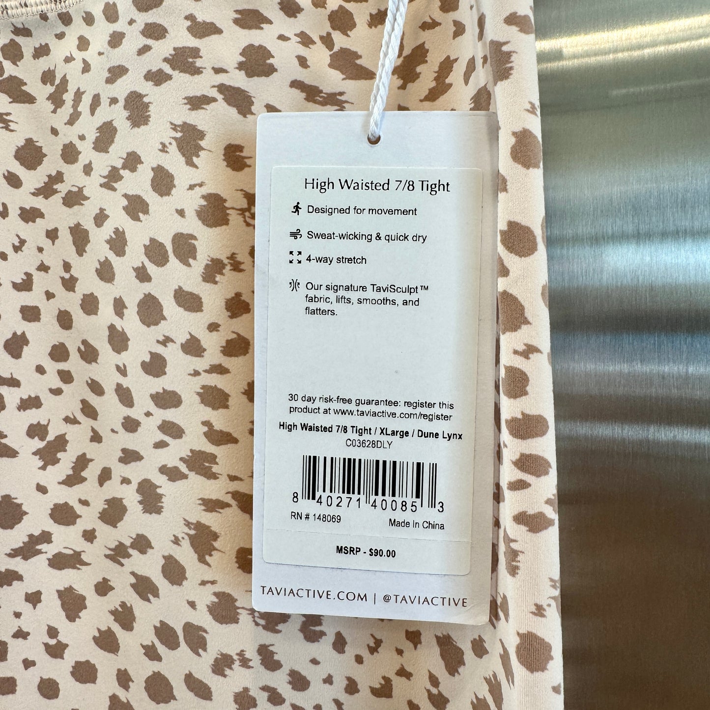 Tavi Yoga High Waisted 7/8 Length Dune Lynx Leggings Tan Cheetah Leopard NEW