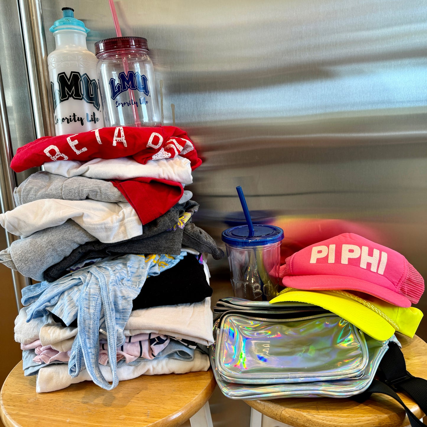 Pi Beta Phi BUNDLE 17 Shirts and Swag Sorority Bulk Pre-Owned Hats Tees Bottles