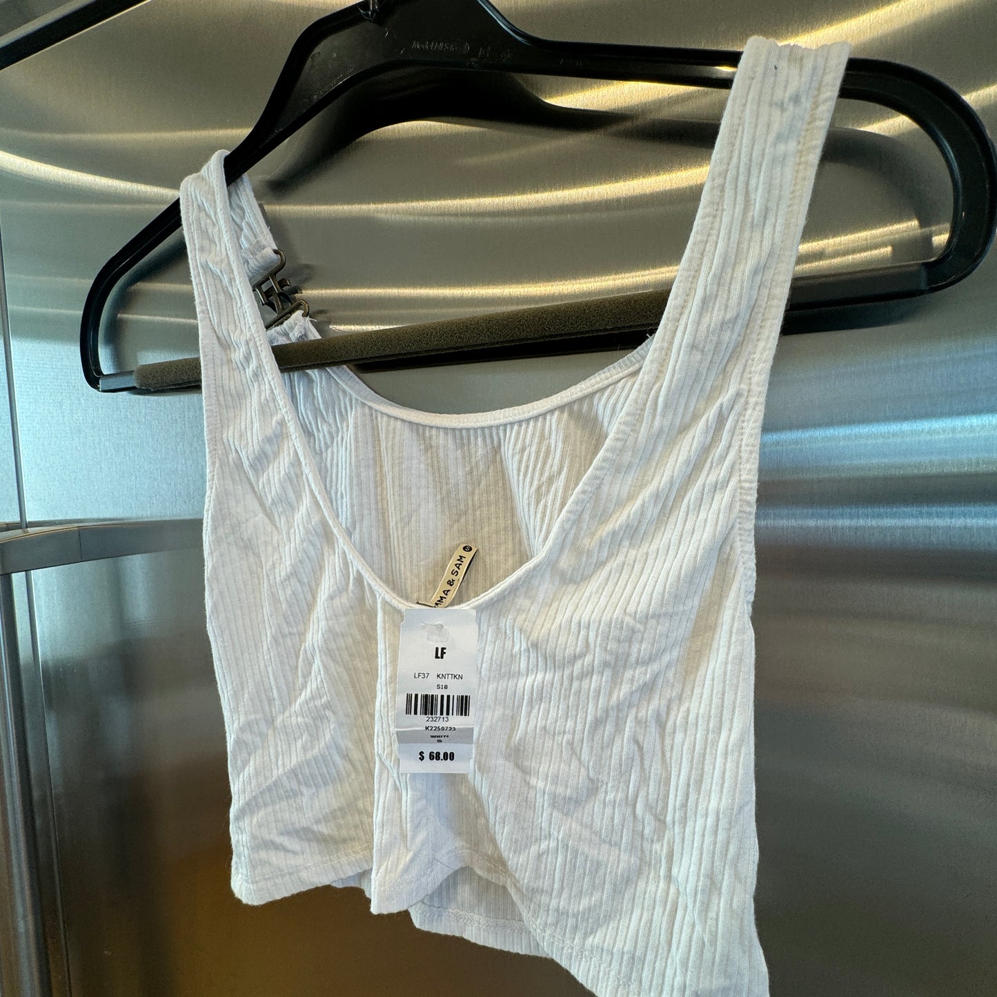 LF White Buckle Ribbed Crop Tank Top Cropped Shirt