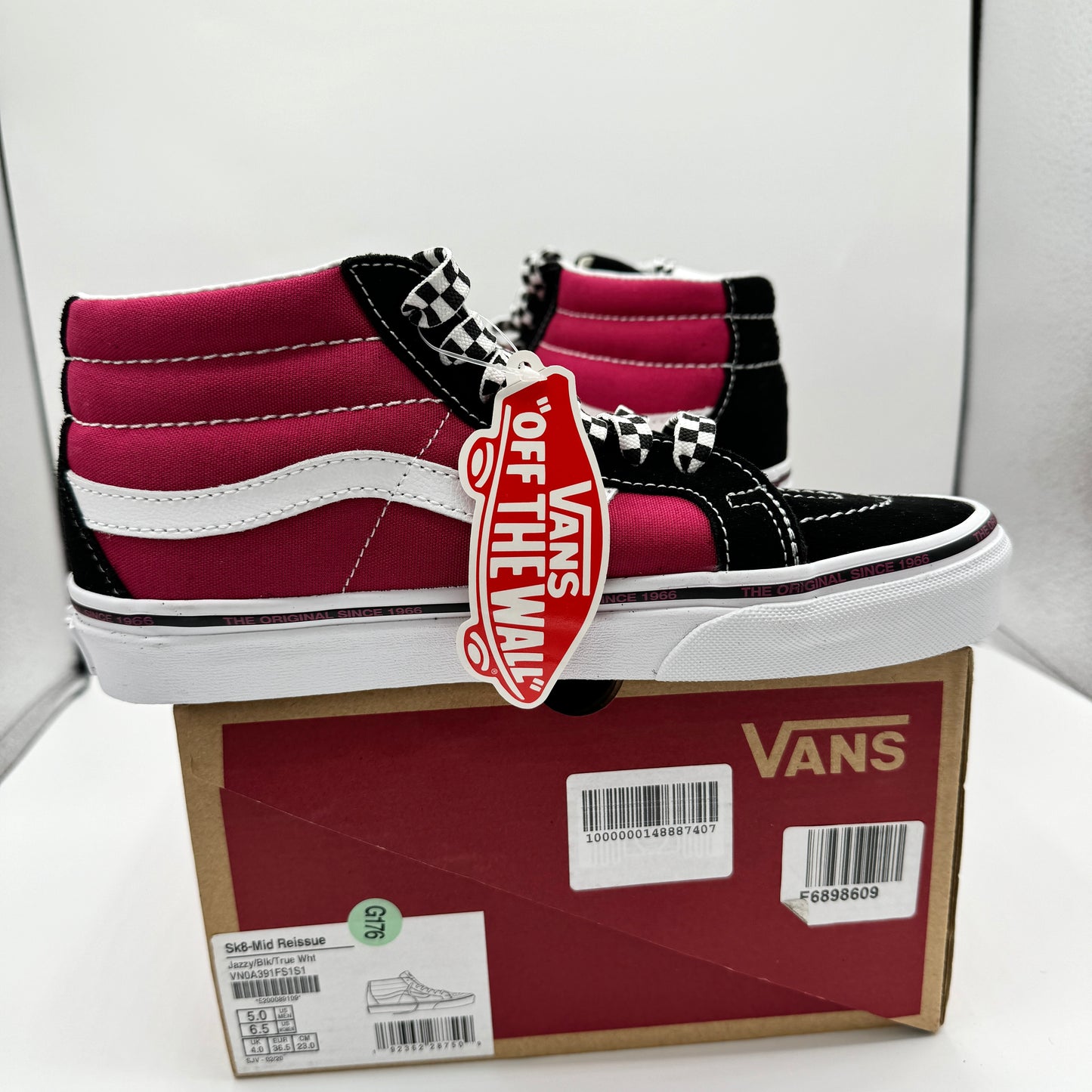 Vans Sk8 Mid Reissue Jazzy Magenta Black white skate sneakers maroon red