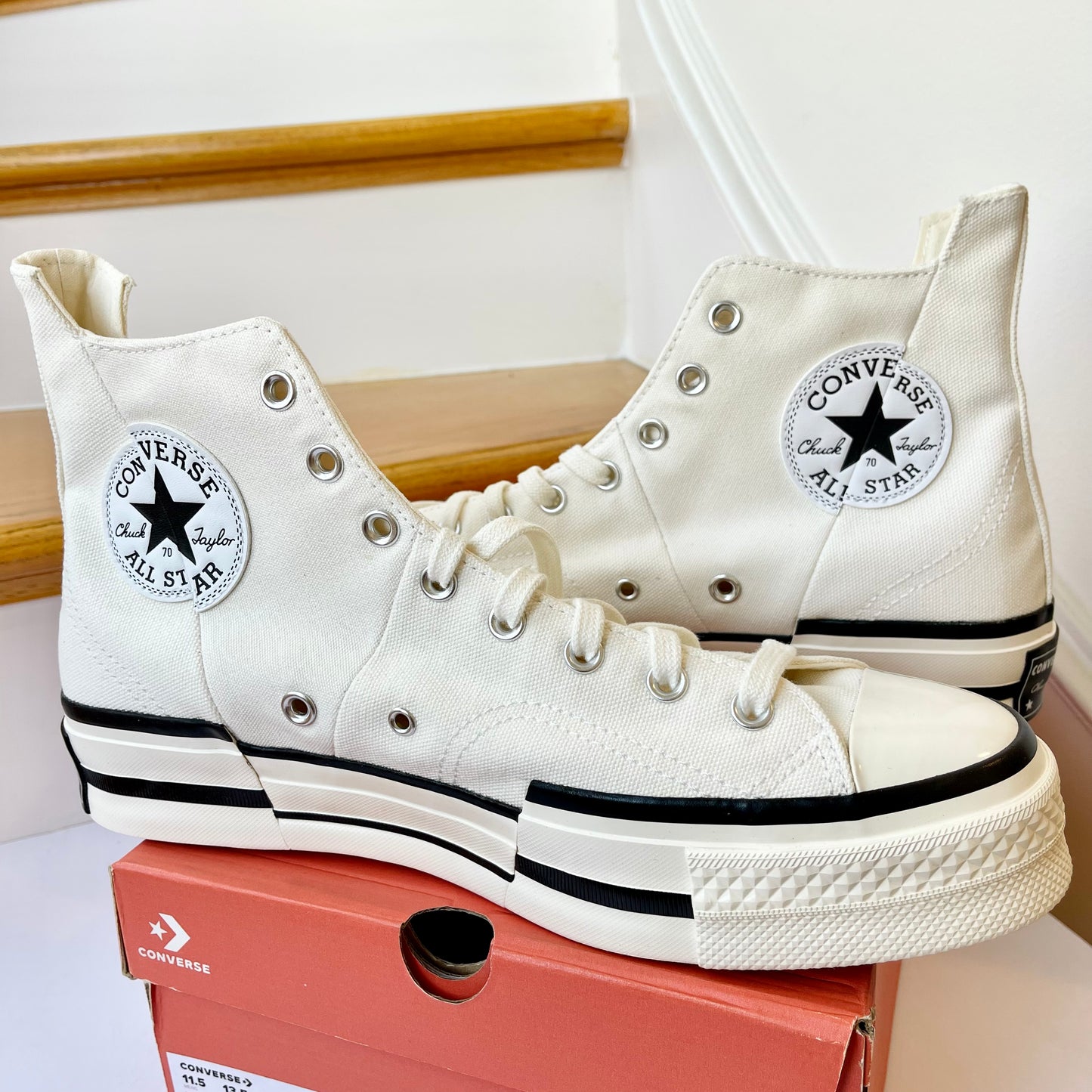 Converse Chuck 70 Plus High Top white egret spliced sneaker shoes