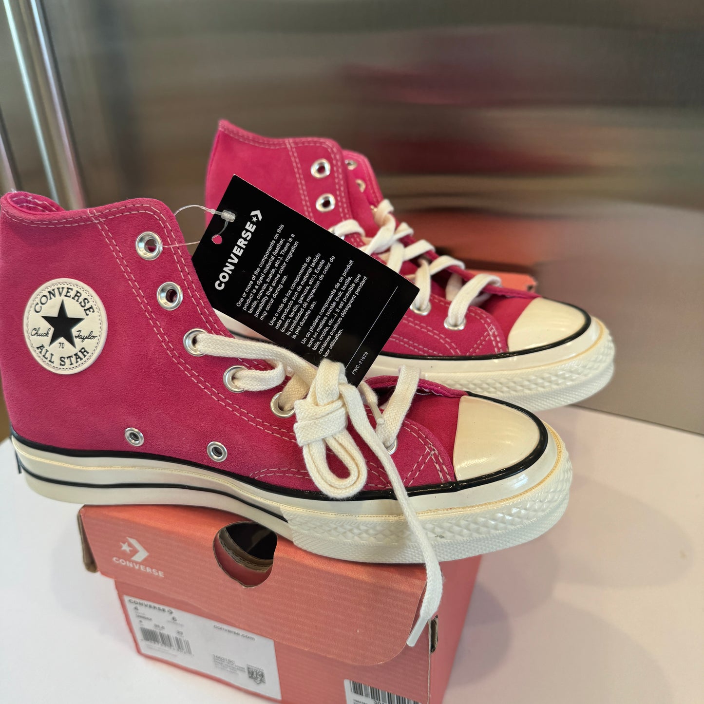 Converse Suede Chuck 70 Magenta Pink High Top Leather Sneakers Lace Up Shoes