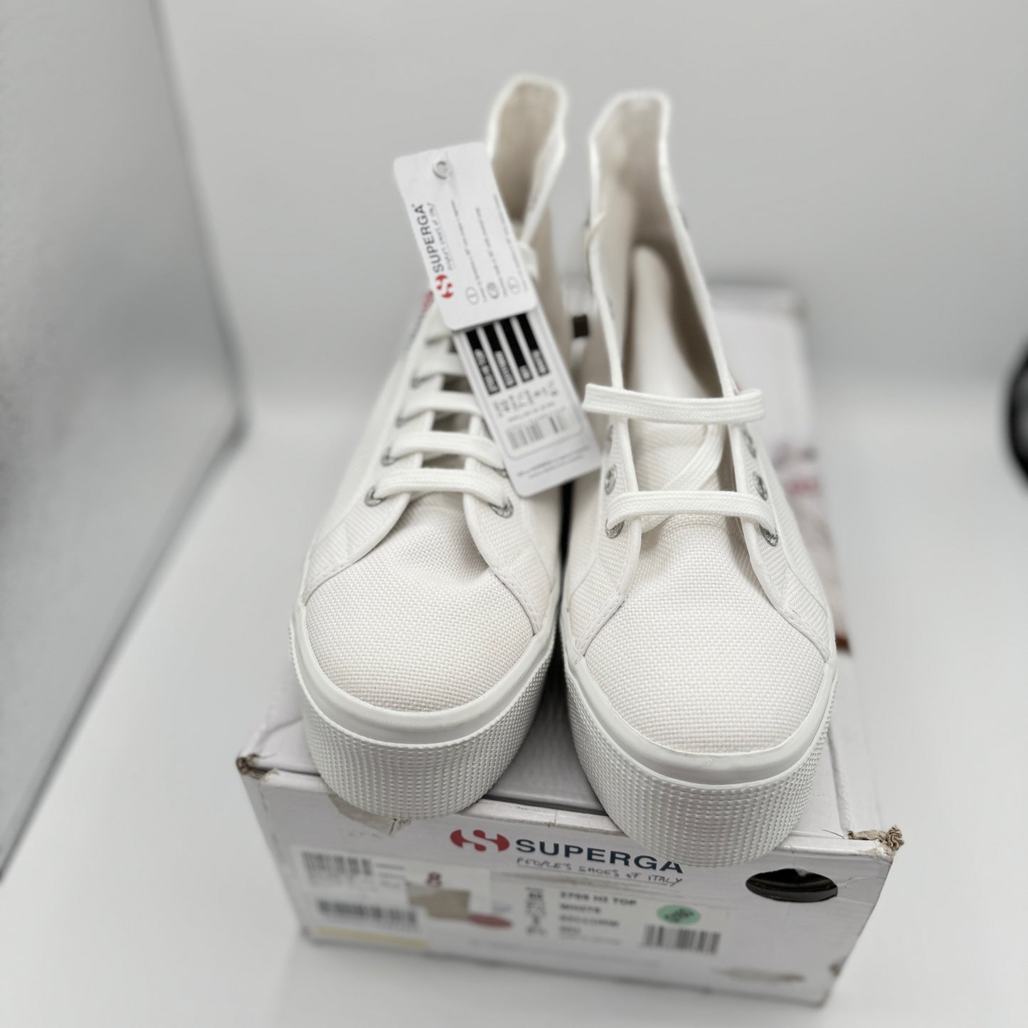 Superga White High Top Platform Sneakers 2705 Hi Lace up shoes