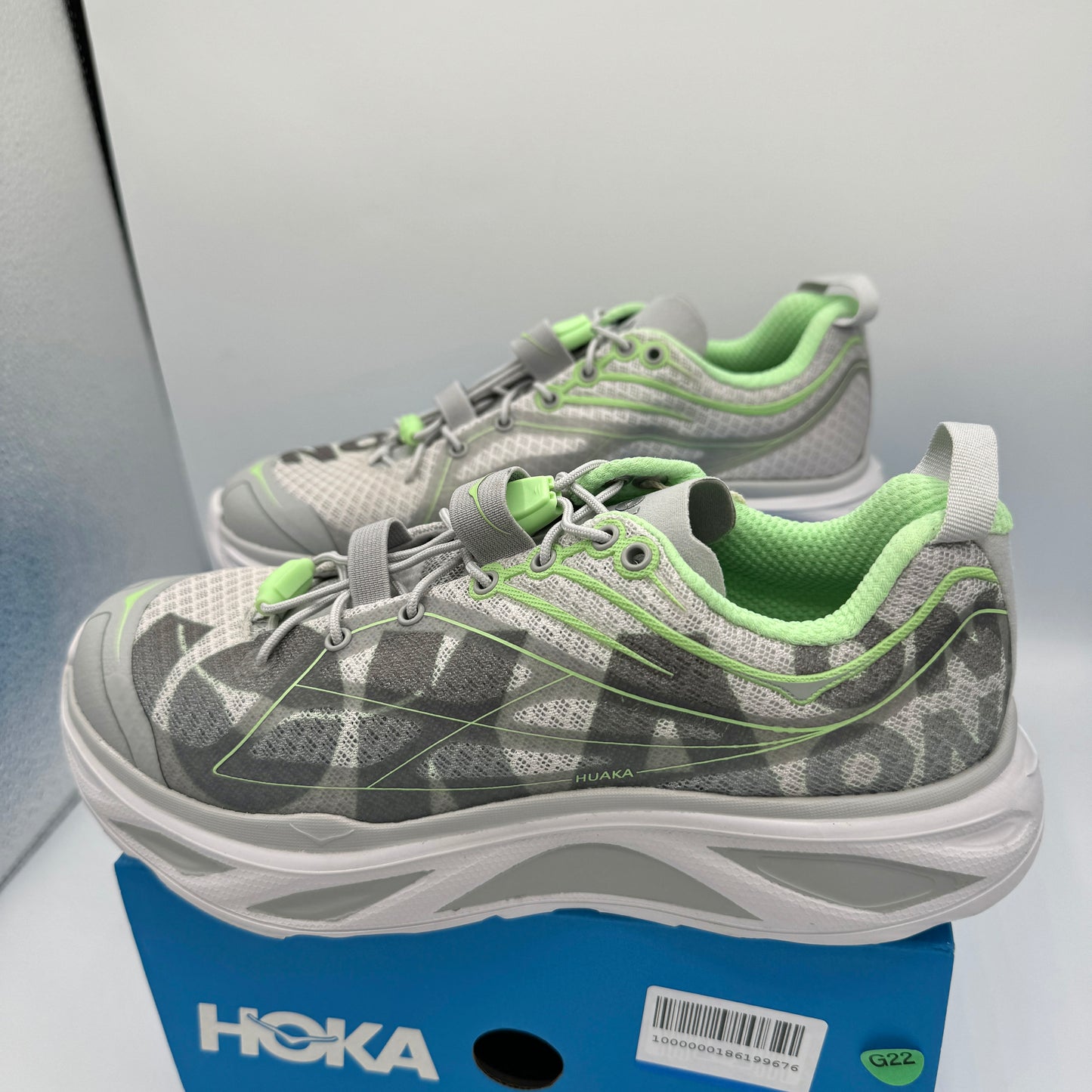 Hoka Huaka Origins Unisex Shoes Running Sneakers Light Grey Green Quick Lace