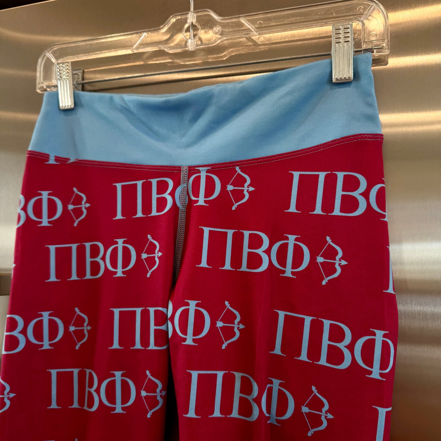 Pi Beta Phi Leggings Sorority Athletic Pants Wine Crimson / Silver Blue