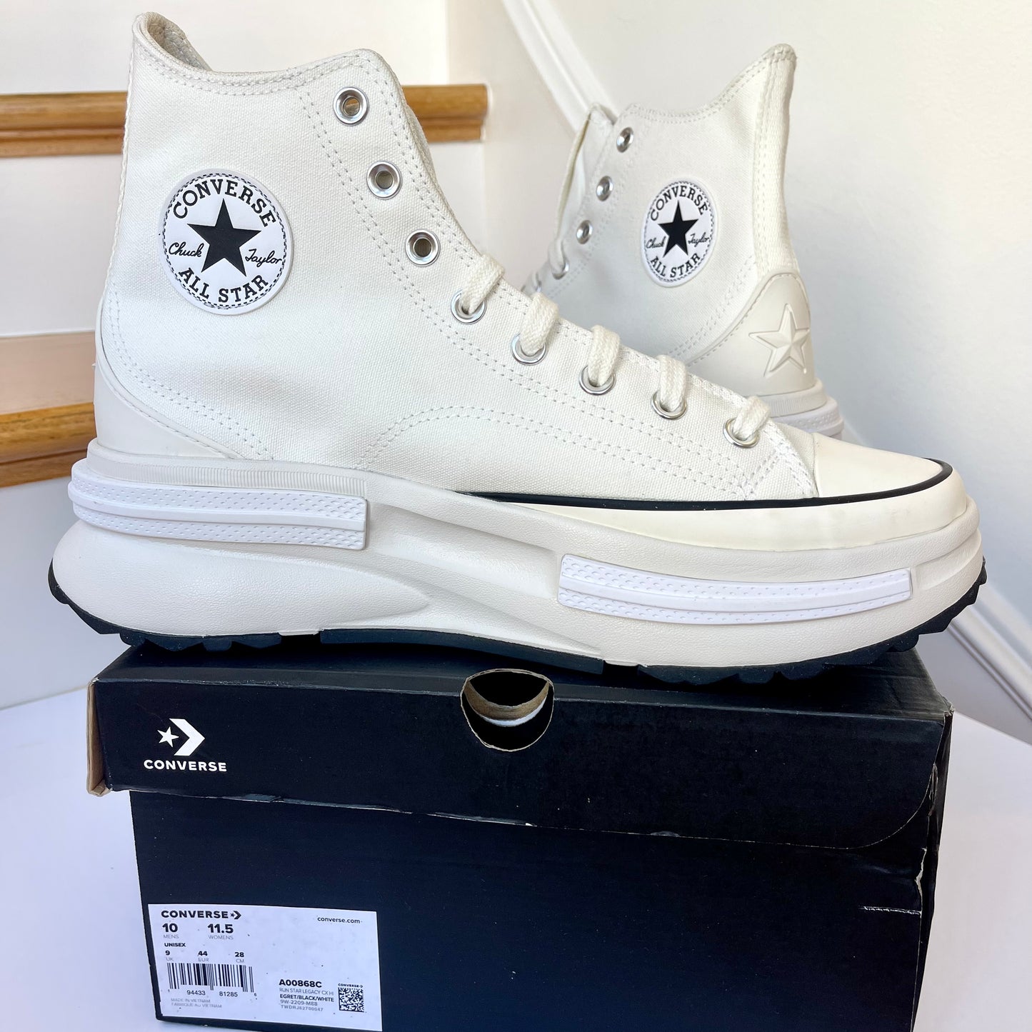 Converse Run Star Legacy CX Hi Platform high top Chuck Taylor sneakers white