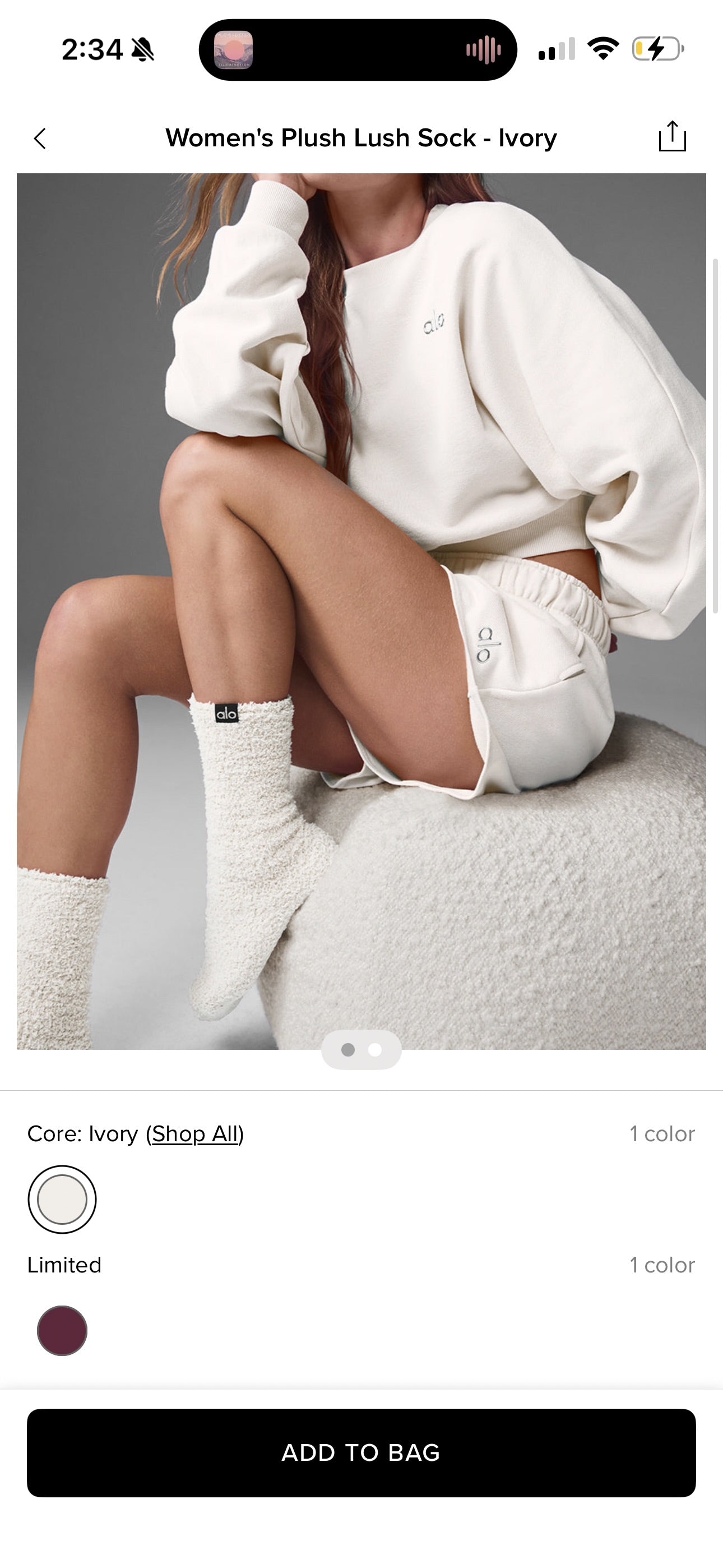 Alo Yoga (Bundle) Women’s Plush Lush Socks, 6x Pairs - Ivory White