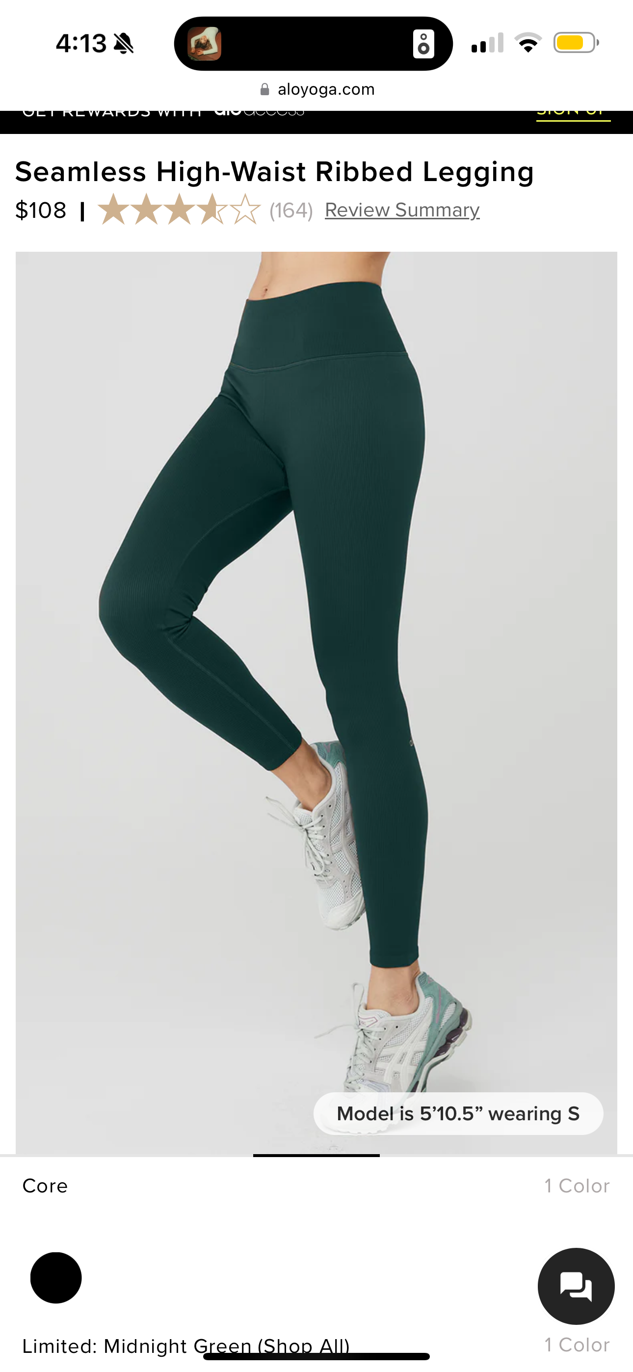 Alo Yoga Seamless Ribbed High Waist Leggings in Dark Green HW Ribbed Pants