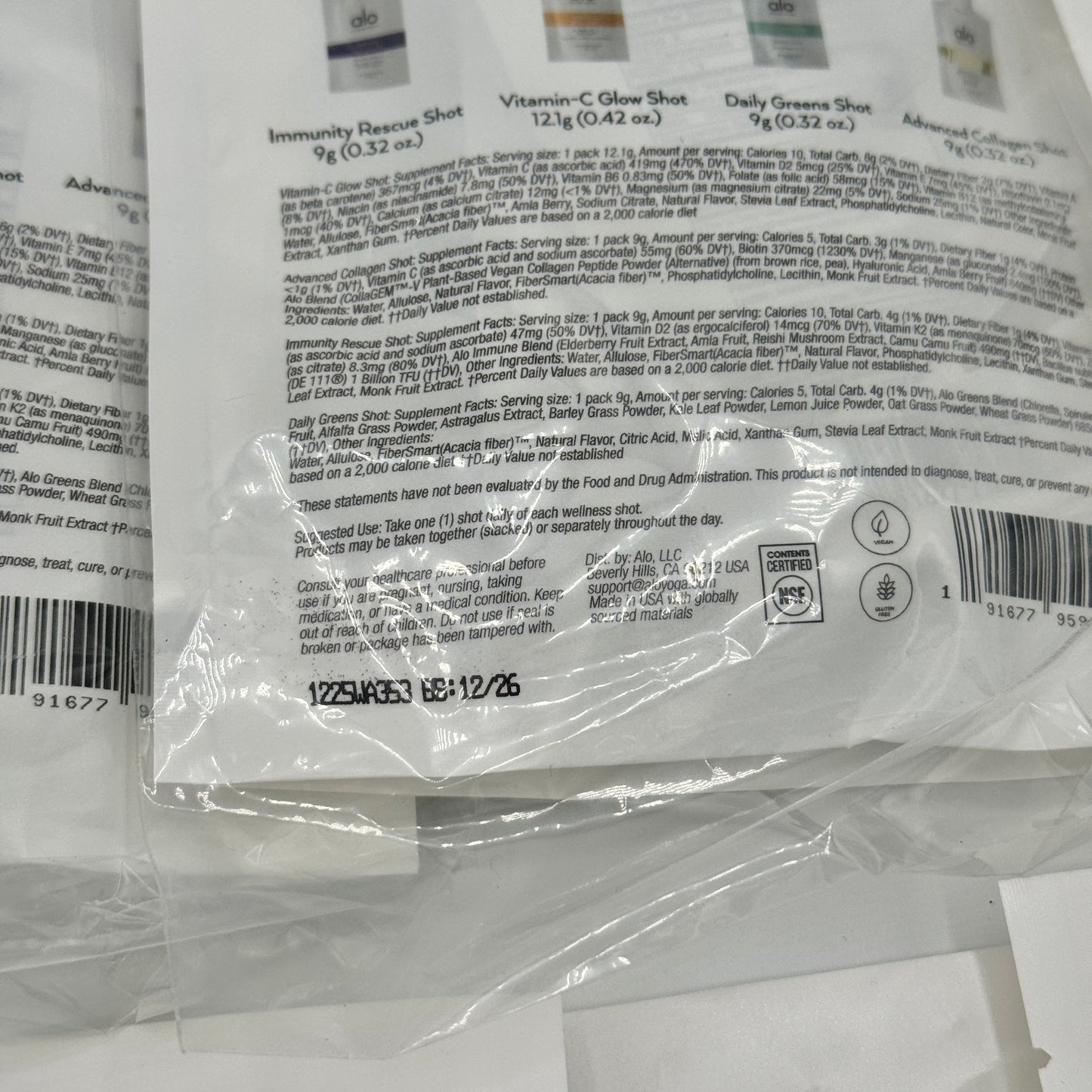 Alo Yoga (Bundle) 8x Sets of Wellness Shots (4) Discovery Packs , Dietary Supplements (32 Sachets Total)