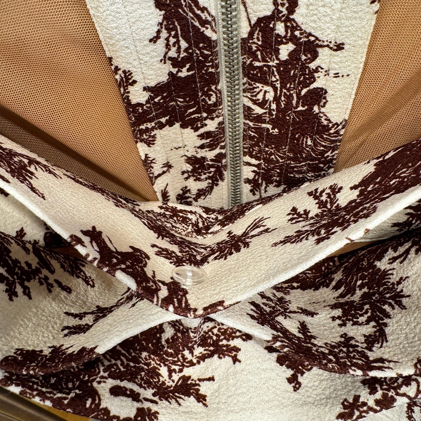 Miaou Imogene Corset in Brown Toile Top Stretch Crepe Fabric