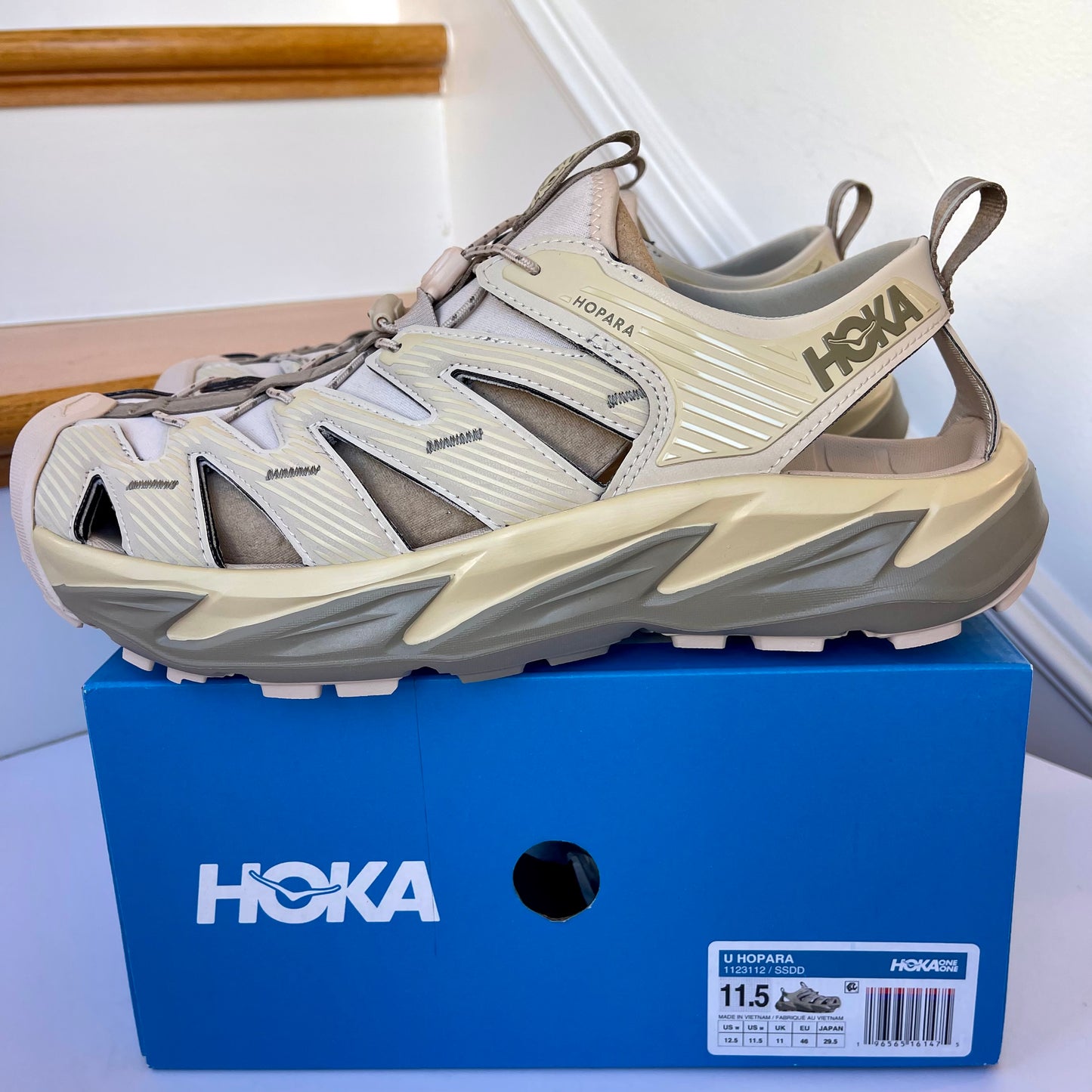 Hoka Hopara Hiking Sandal Wet / Dry shoe in Shifting Sand / Dune beige shoes