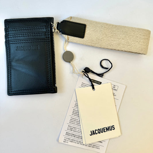 Jacquemus Le Porte Nastinu Wallet Cardholder Wristlet Keychain Black Leather