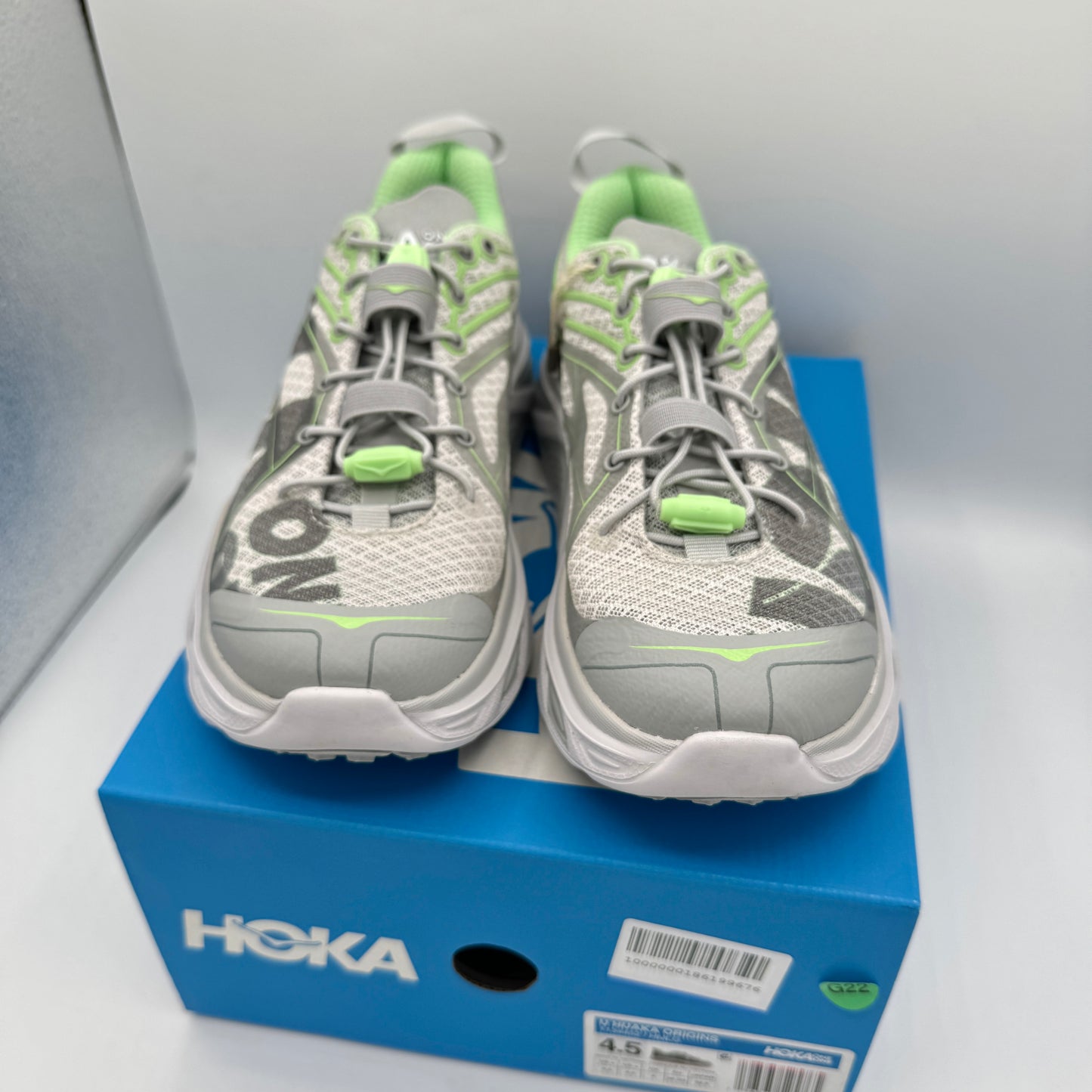 Hoka Huaka Origins Unisex Shoes Running Sneakers Light Grey Green Quick Lace