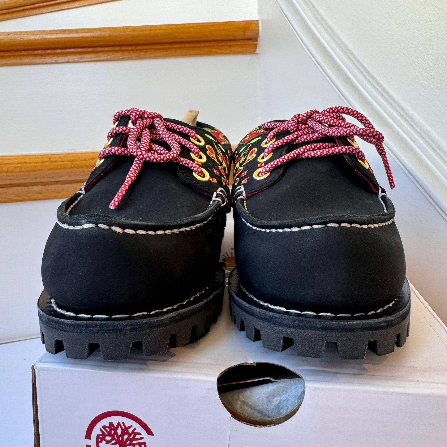 Timberland x CLOT 3-Eye Boat Shoe Embroidered Hand-sewn black loafer shoes