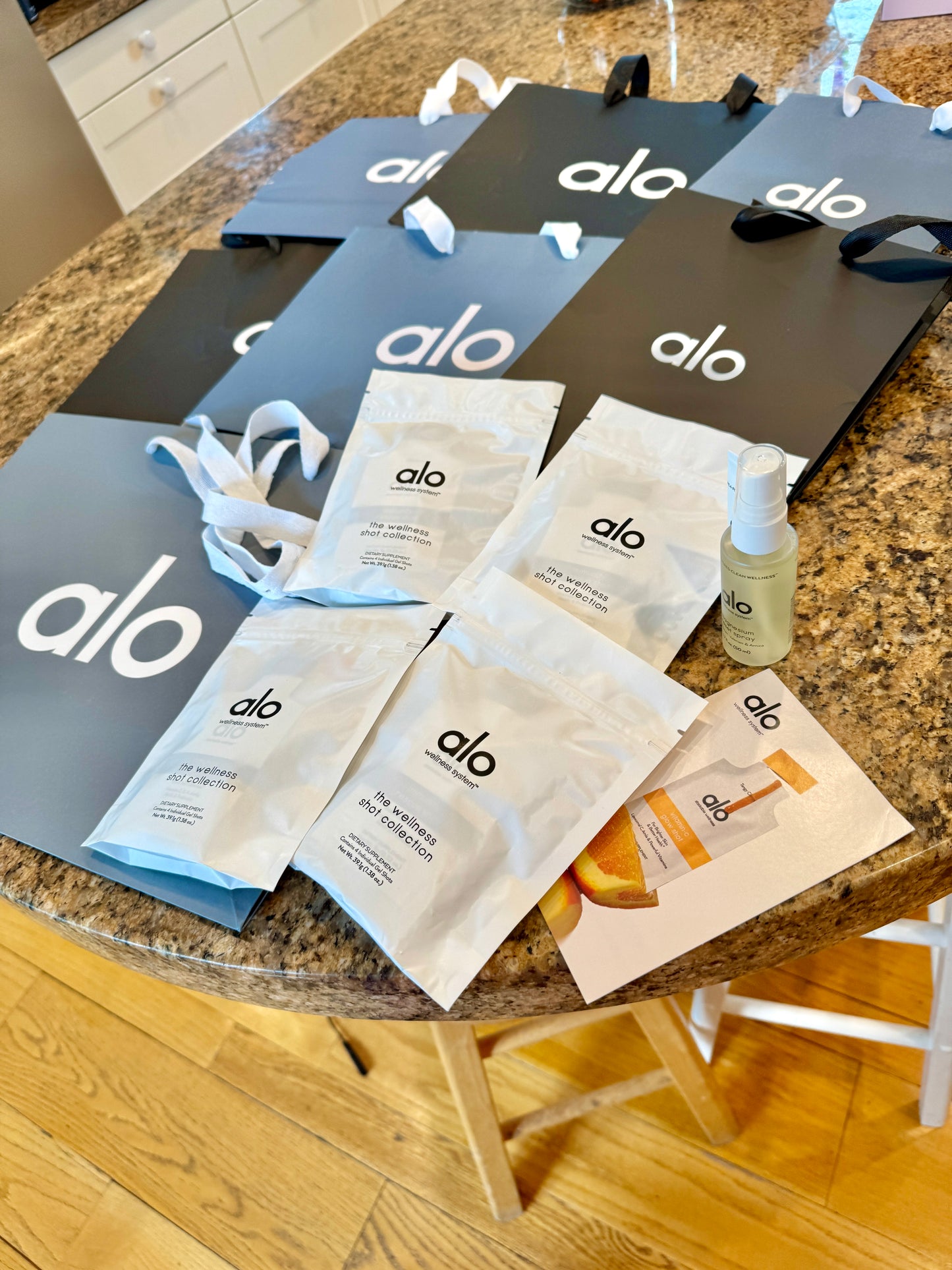 Alo Yoga Bundle of Travel Wellness and (6) Paper Bags / Gift Bags