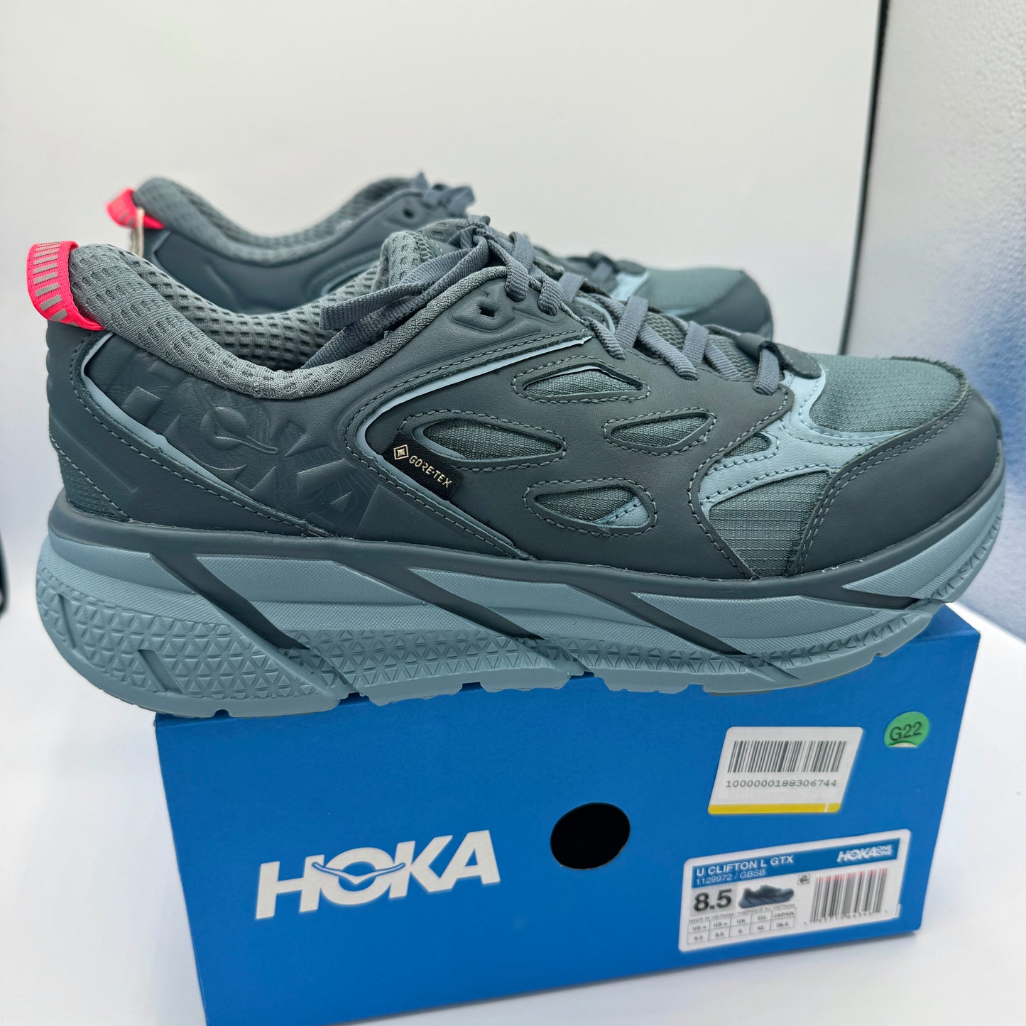 Hoka Clifton Leather Gore-Tex Waterproof Unisex Goblin Stone Blue GBSB