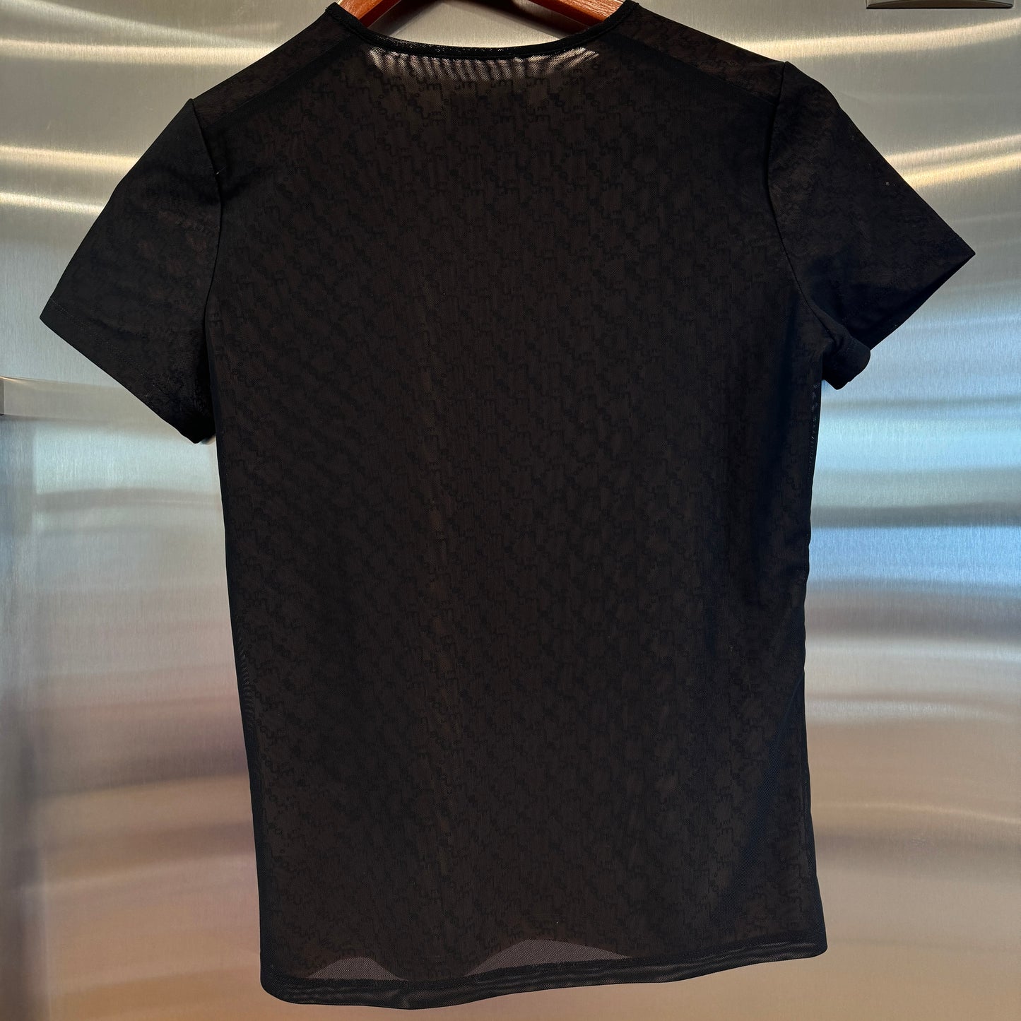 Miaou Printed Mini Tee in Dark Logo Black Monogram Double Layered Top