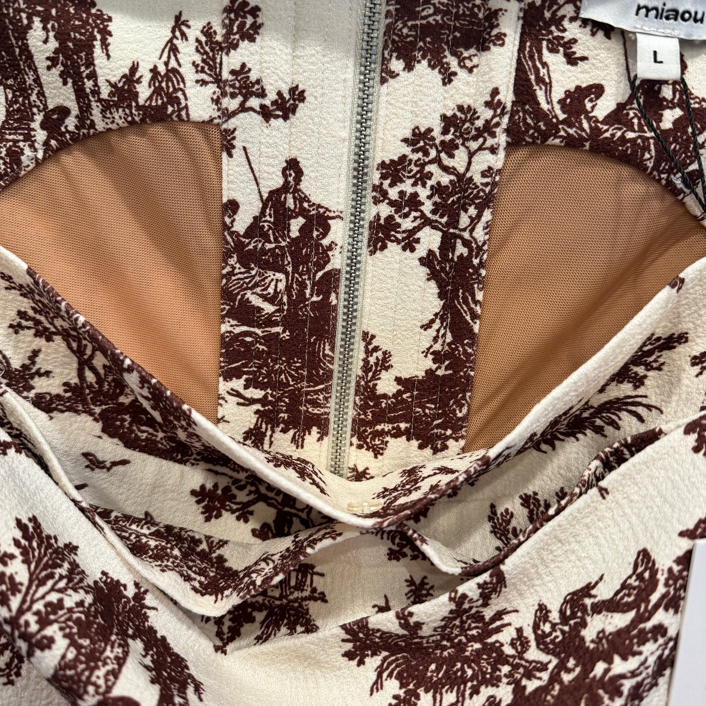 Miaou Imogene Corset in Brown Toile Top Stretch Crepe Fabric